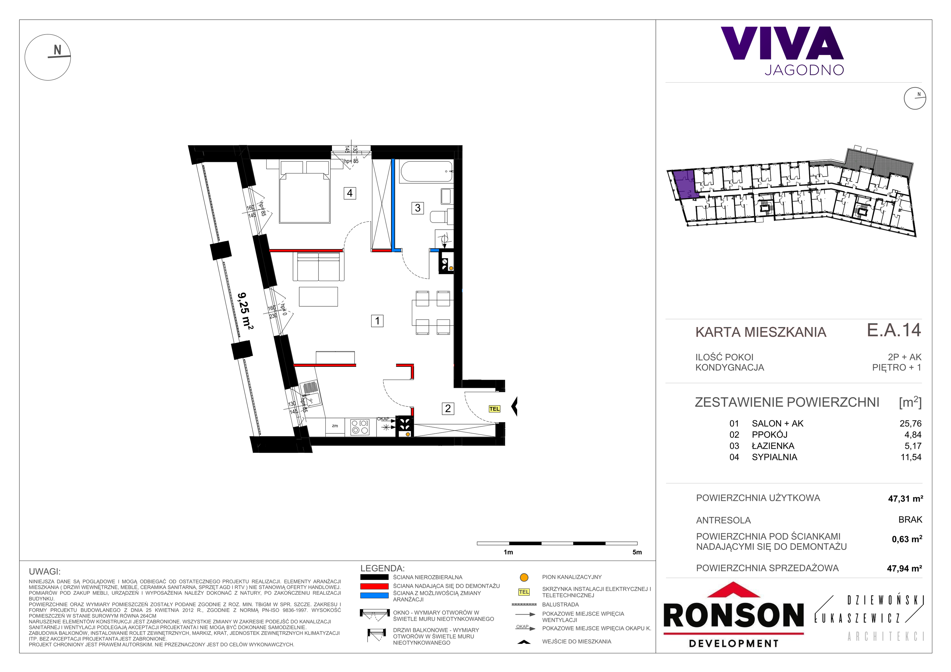 Mieszkanie 48,17 m², piętro 1, oferta nr EA_14, Viva Jagodno 3, Wrocław, Jagodno, Krzyki, ul. Kajdasza-idx