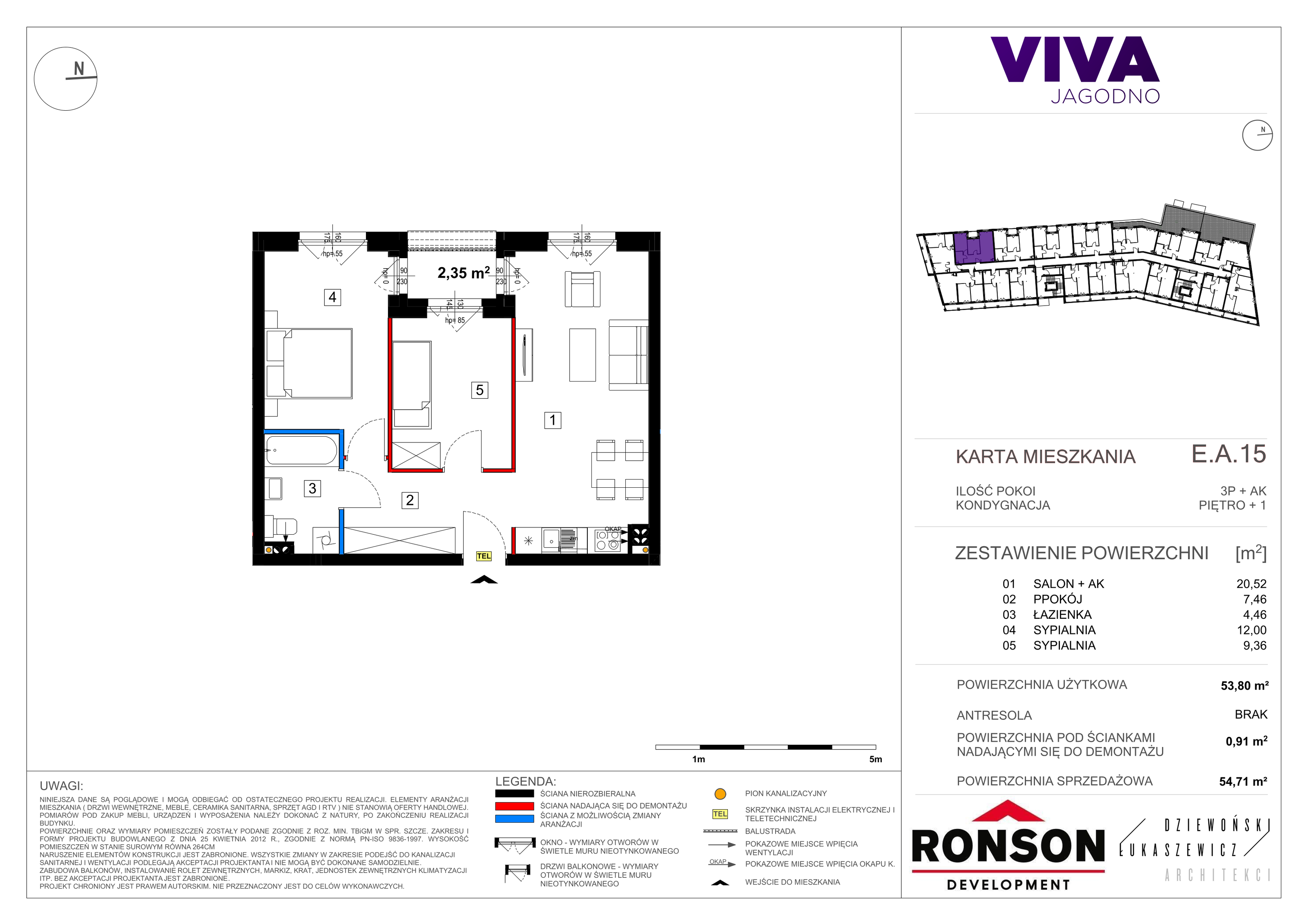 Mieszkanie 54,81 m², piętro 1, oferta nr EA_15, Viva Jagodno 3, Wrocław, Jagodno, Krzyki, ul. Kajdasza-idx