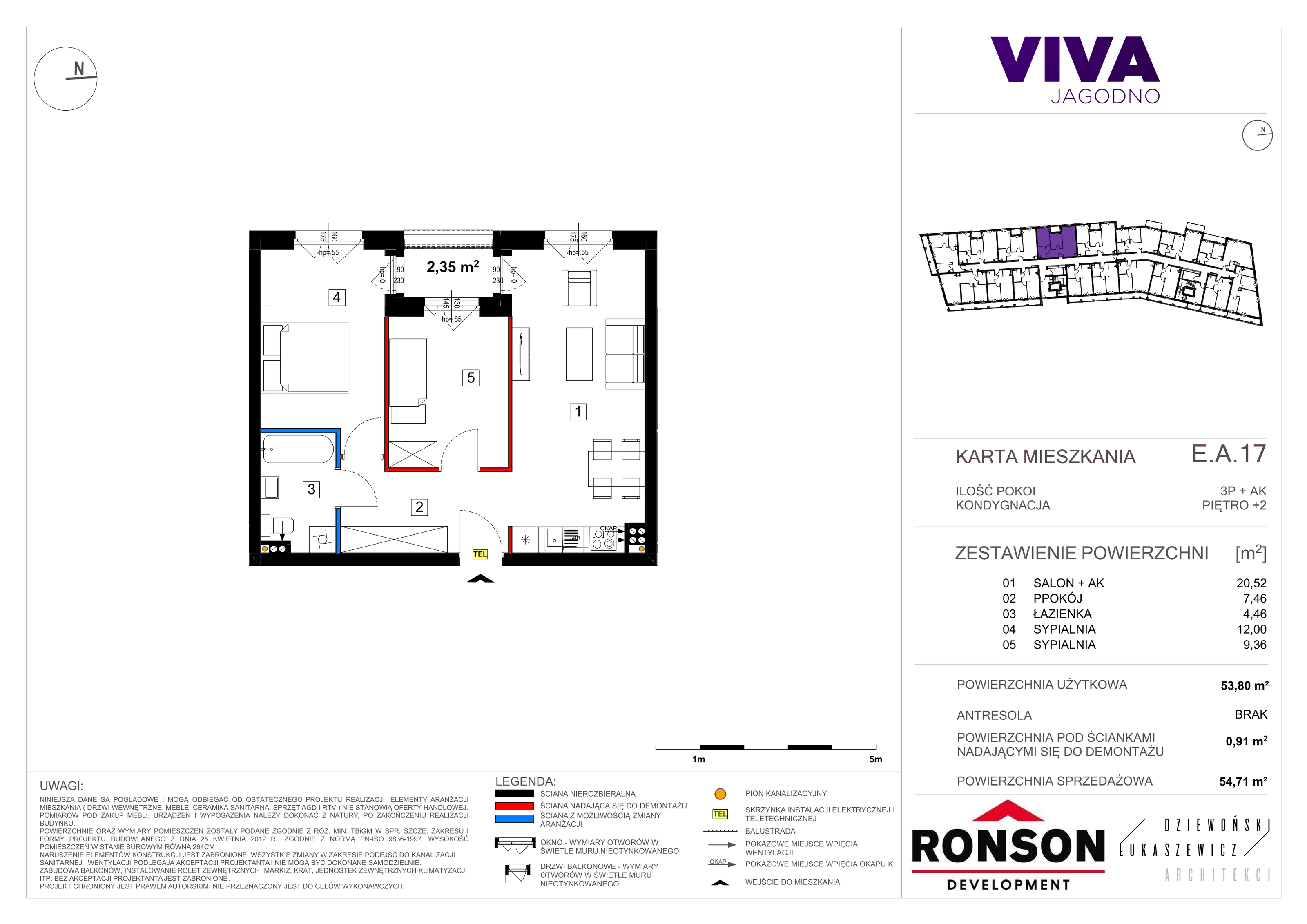 Mieszkanie 54,81 m², piętro 2, oferta nr EA_17, Viva Jagodno 3, Wrocław, Jagodno, Krzyki, ul. Kajdasza-idx