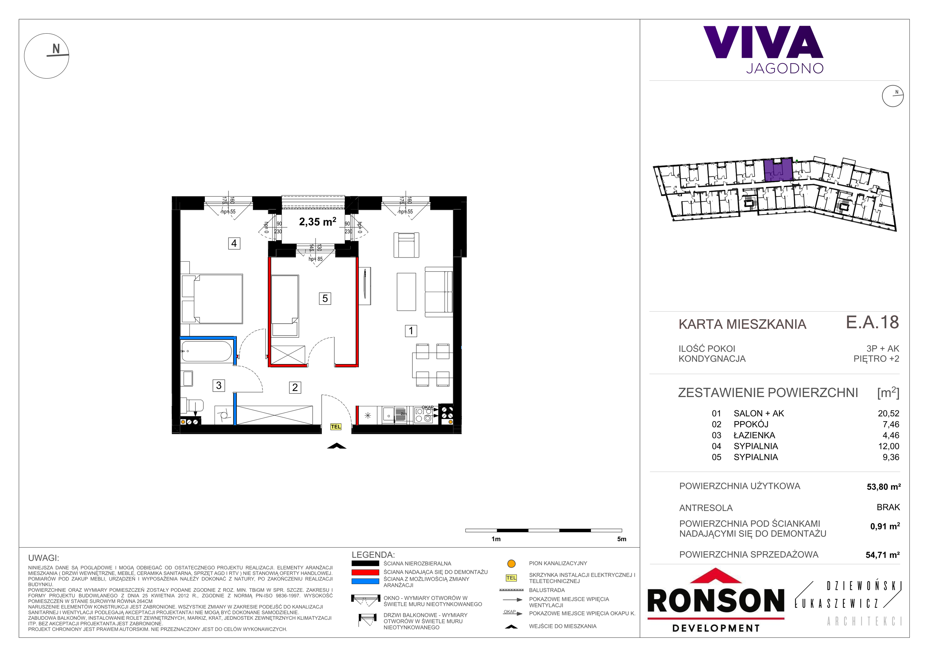 Mieszkanie 54,81 m², piętro 2, oferta nr EA_18, Viva Jagodno 3, Wrocław, Jagodno, Krzyki, ul. Kajdasza-idx