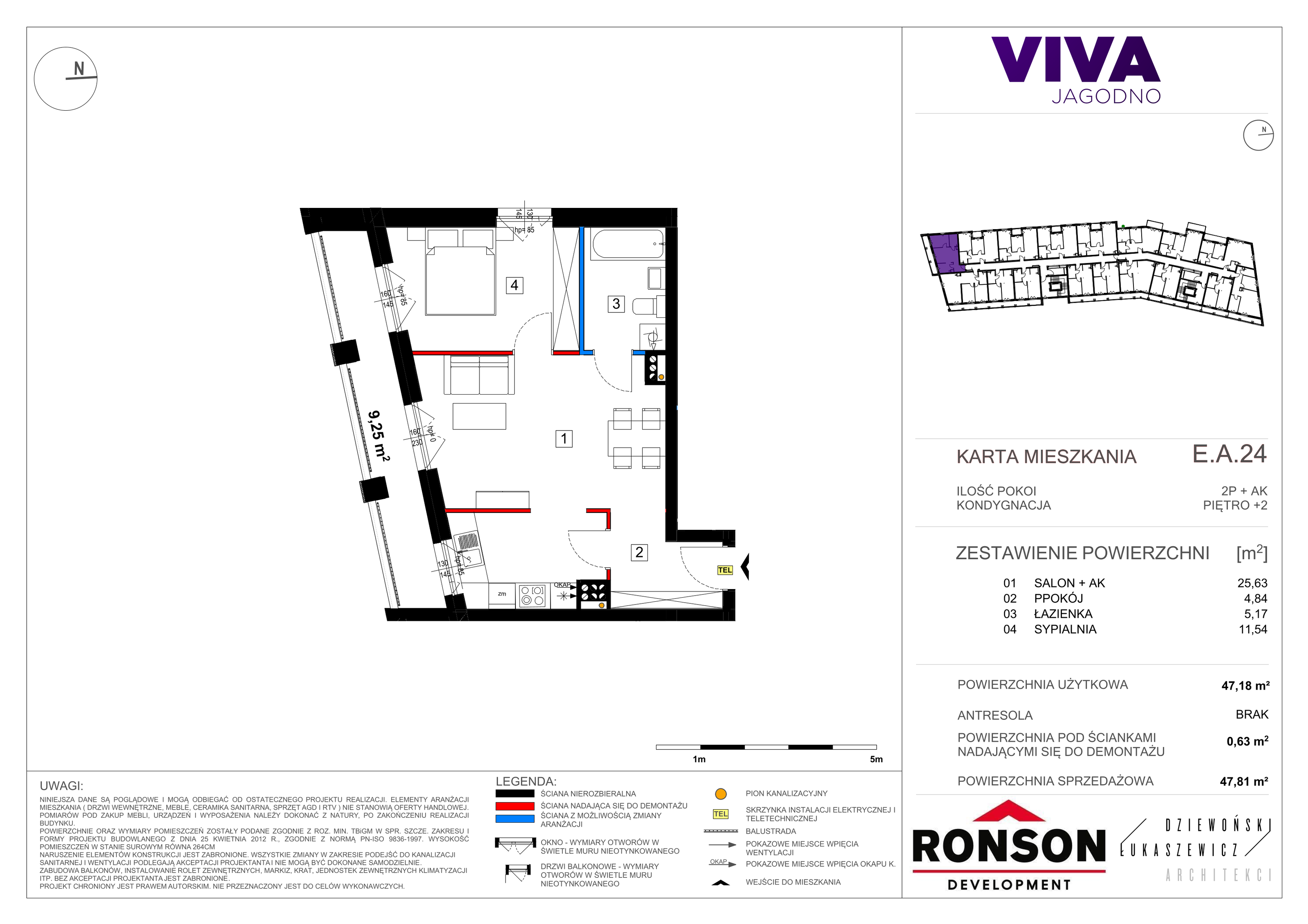 Mieszkanie 48,17 m², piętro 2, oferta nr EA_24, Viva Jagodno 3, Wrocław, Jagodno, Krzyki, ul. Kajdasza-idx