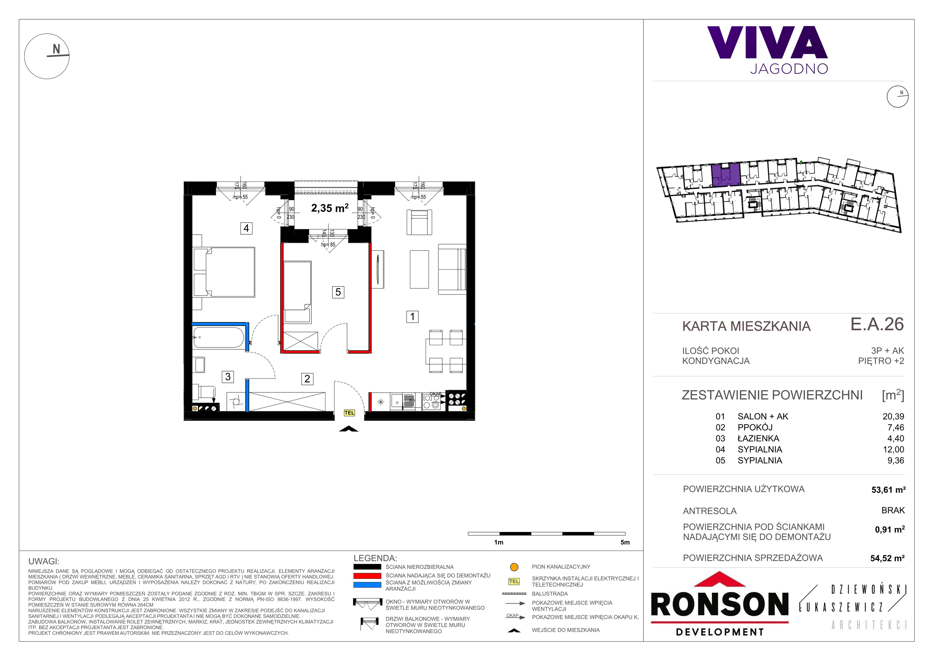 Mieszkanie 54,82 m², piętro 2, oferta nr EA_26, Viva Jagodno 3, Wrocław, Jagodno, Krzyki, ul. Kajdasza-idx