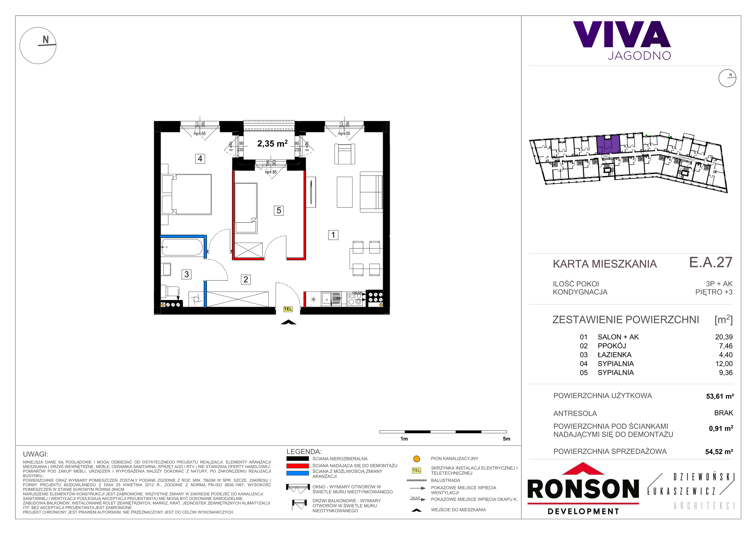 Mieszkanie 54,81 m², piętro 3, oferta nr EA_27, Viva Jagodno 3, Wrocław, Jagodno, Krzyki, ul. Kajdasza-idx