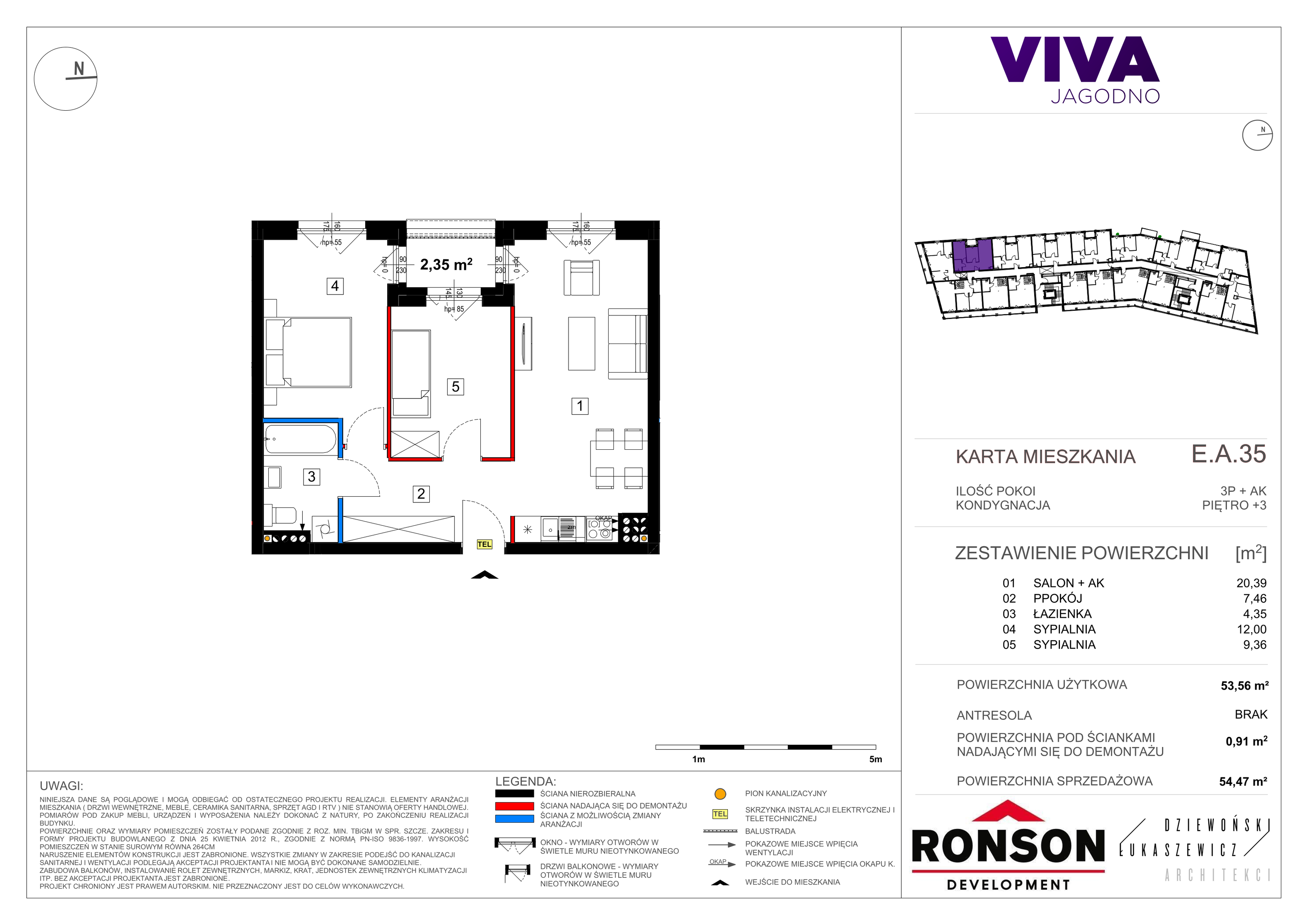 Mieszkanie 54,81 m², piętro 3, oferta nr EA_35, Viva Jagodno 3, Wrocław, Jagodno, Krzyki, ul. Kajdasza-idx