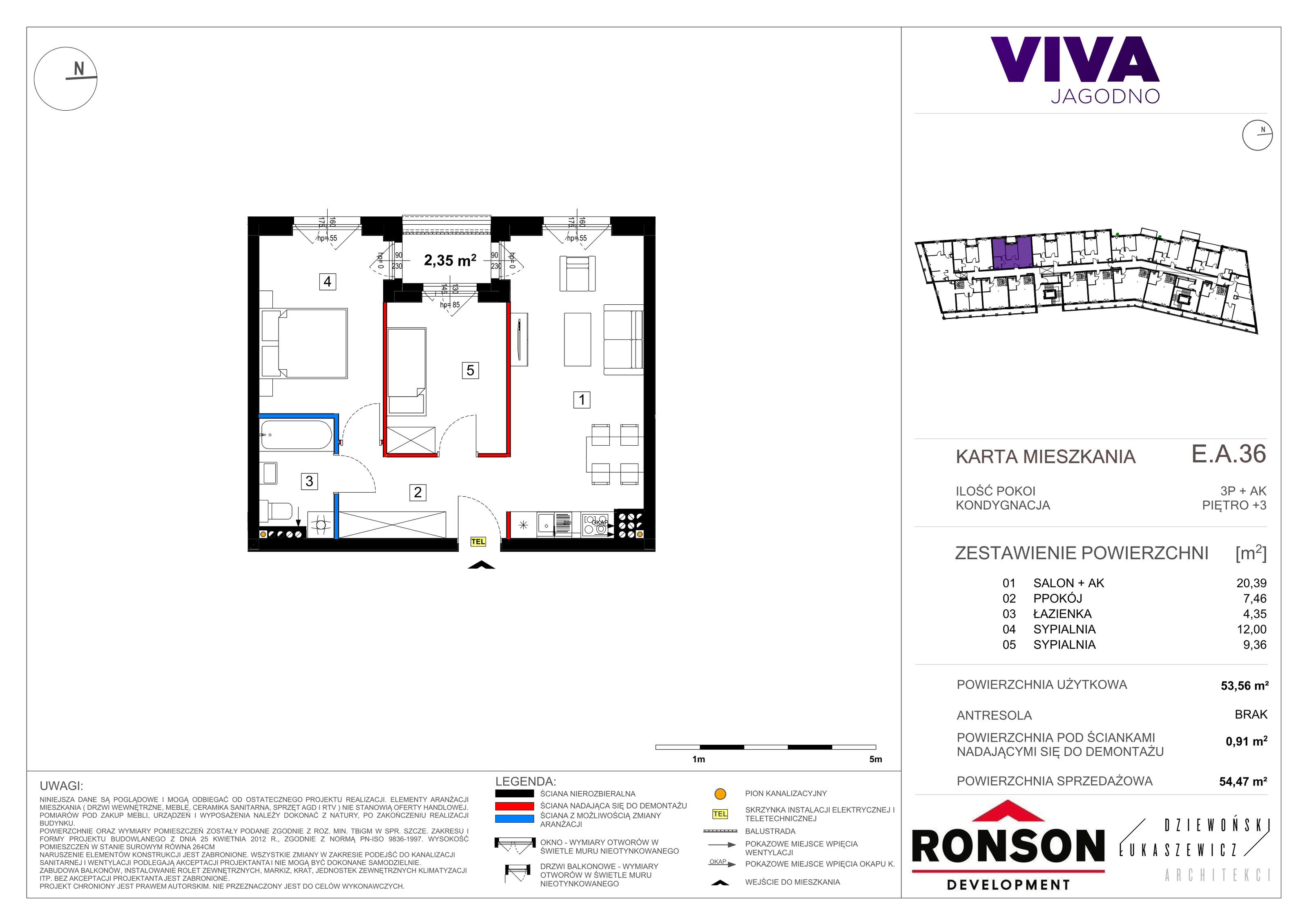 Mieszkanie 54,81 m², piętro 3, oferta nr EA_36, Viva Jagodno 3, Wrocław, Jagodno, Krzyki, ul. Kajdasza-idx