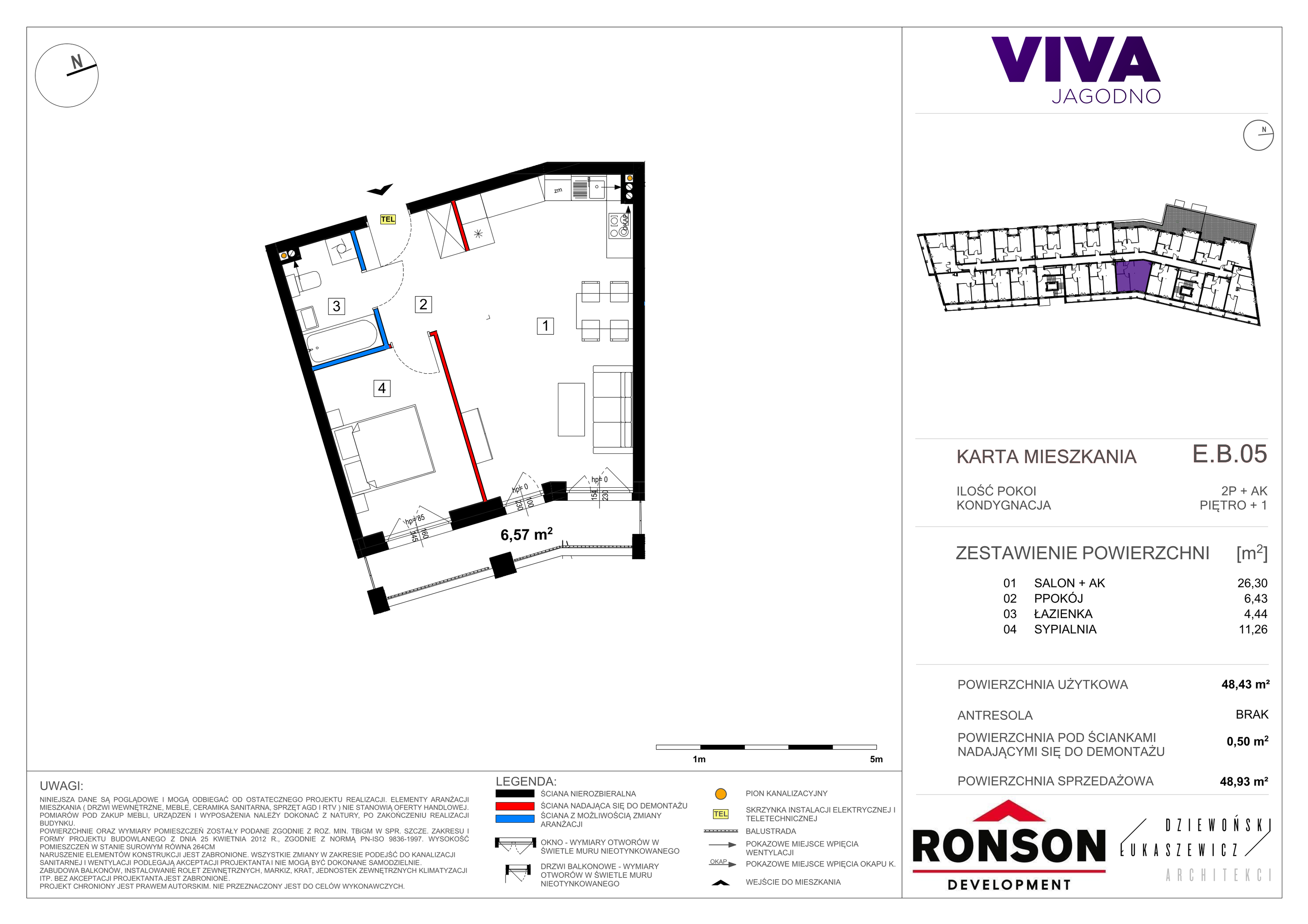 Mieszkanie 48,84 m², piętro 1, oferta nr EB_05, Viva Jagodno 3, Wrocław, Jagodno, Krzyki, ul. Kajdasza-idx