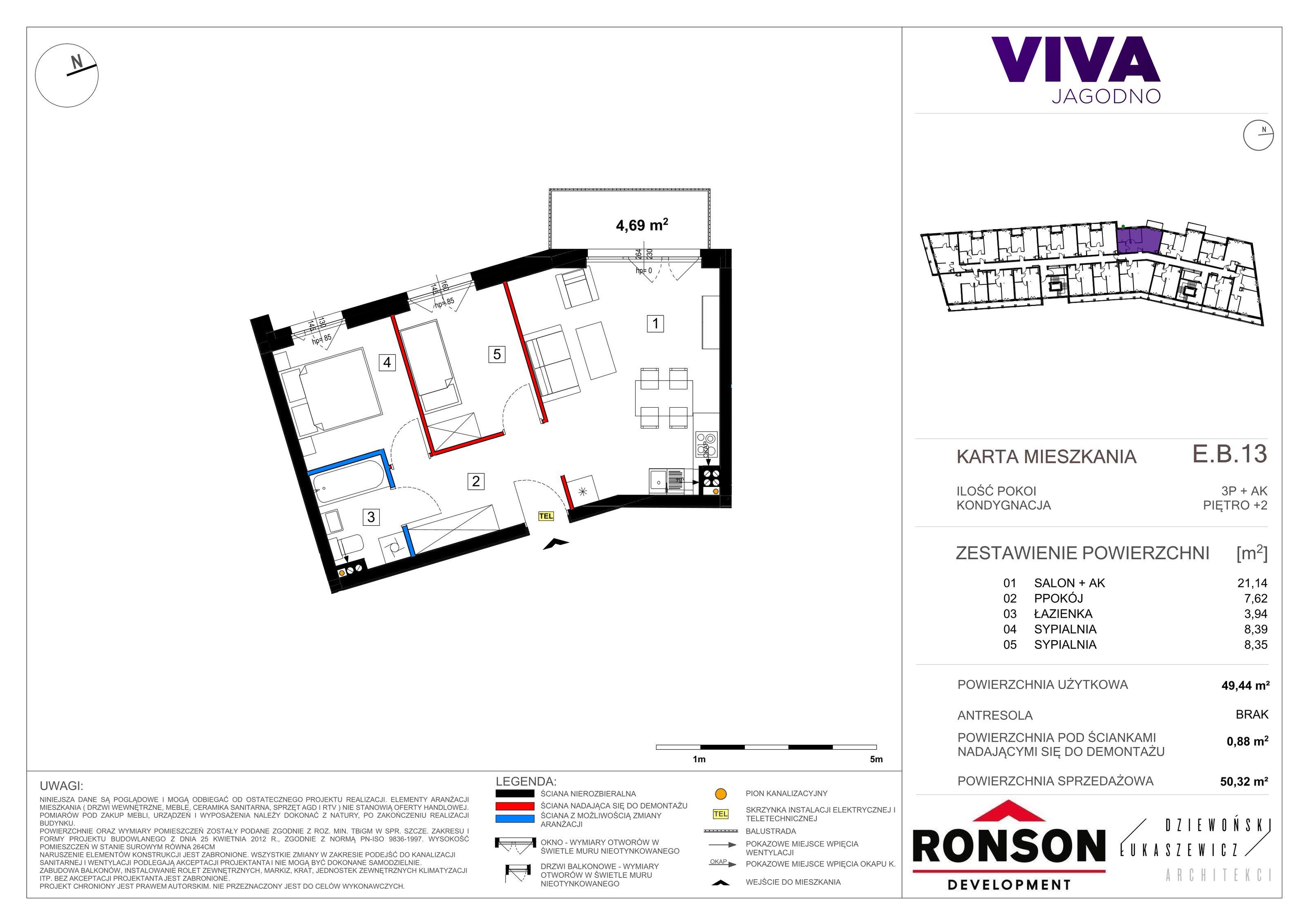 Mieszkanie 50,42 m², piętro 2, oferta nr EB_13, Viva Jagodno 3, Wrocław, Jagodno, Krzyki, ul. Kajdasza-idx