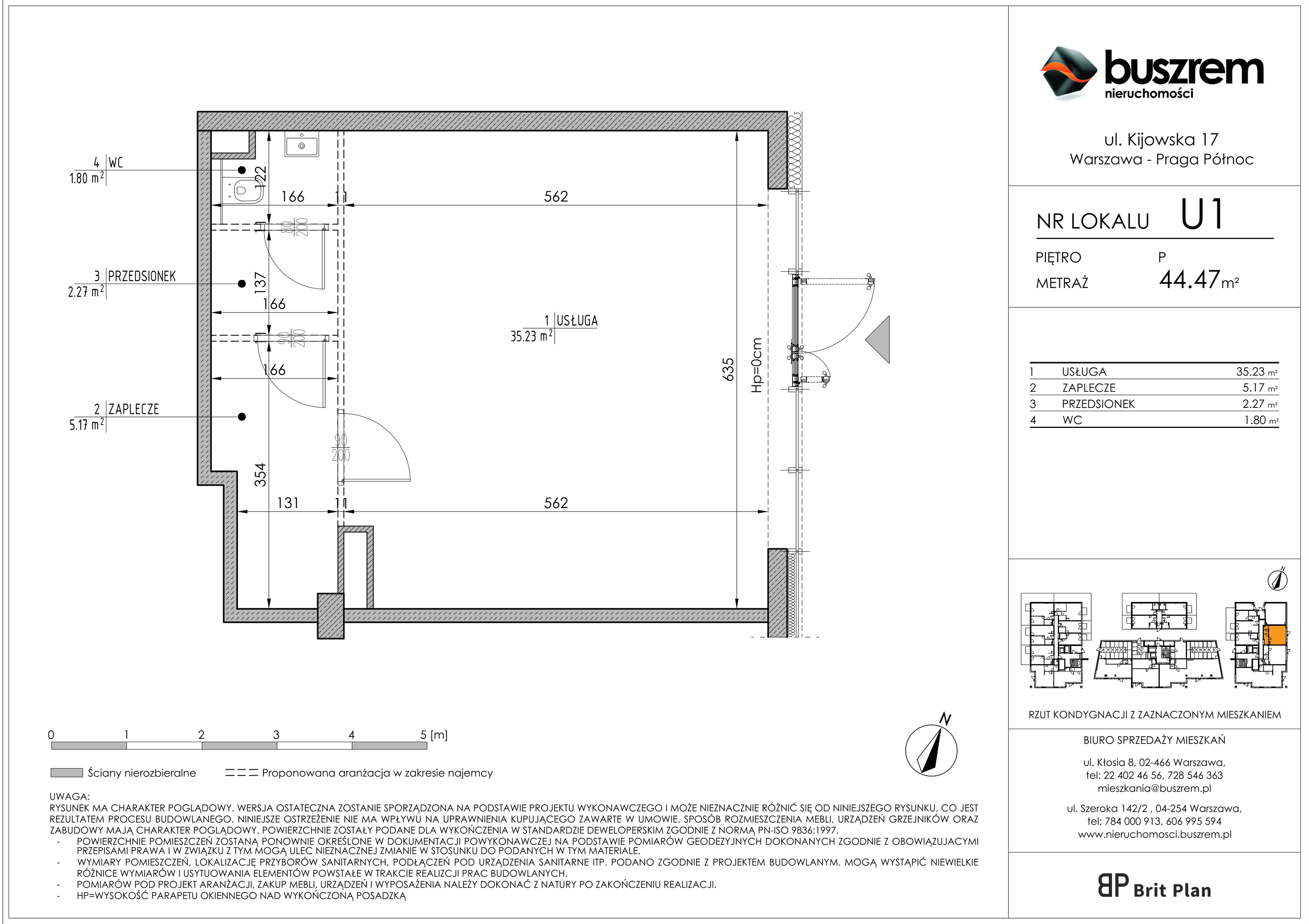 Lokal użytkowy 44,47 m², oferta nr U1, Osiedle Kijowska 17 - lokale użytkowe, Warszawa, Praga Północ, Szmulki, ul. Kijowska 17-idx