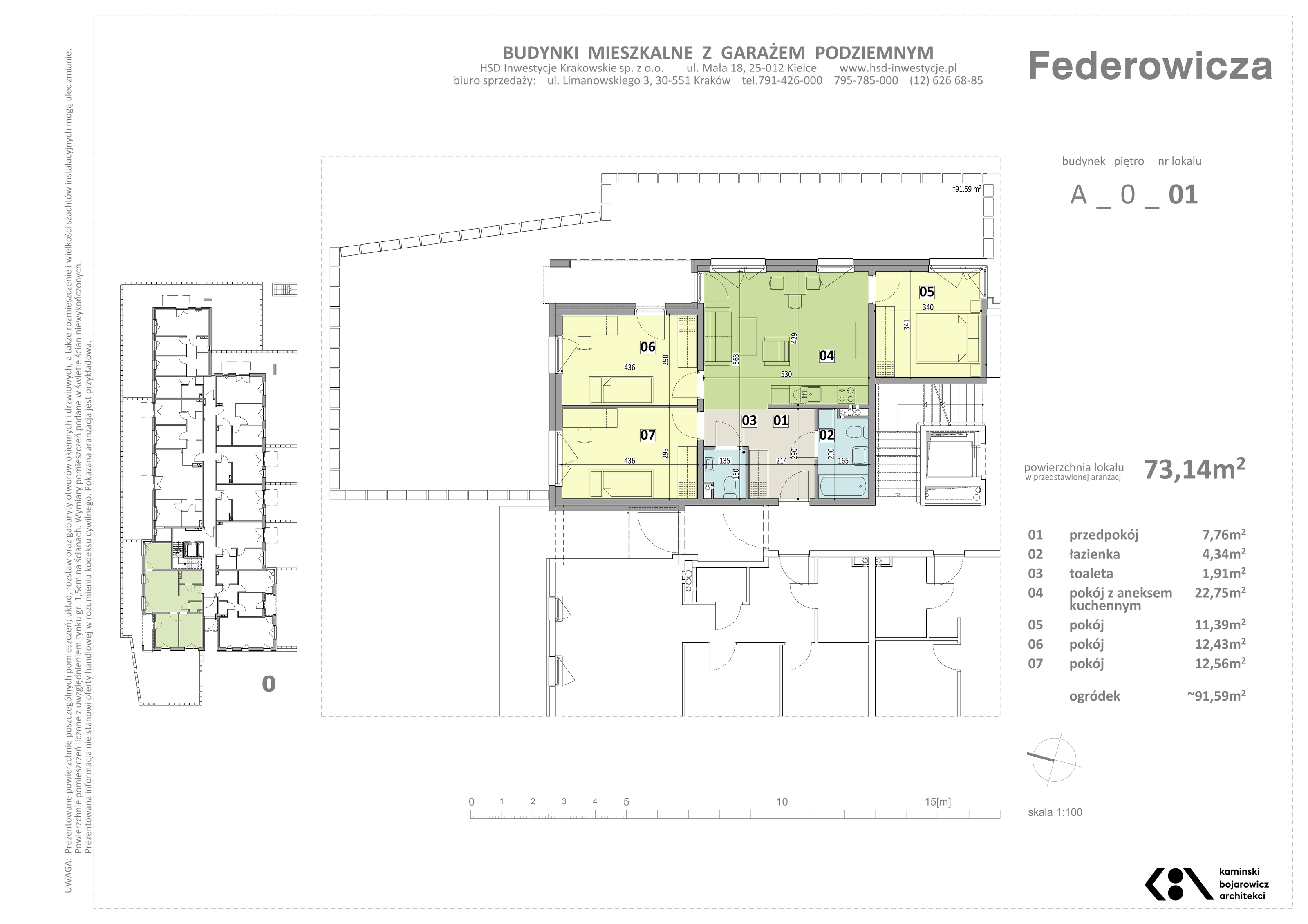 Mieszkanie 73,14 m², parter, oferta nr A/1, Federowicza – Ruczaj Park, Kraków, Dębniki, Skotniki, ul. Federowicza-idx