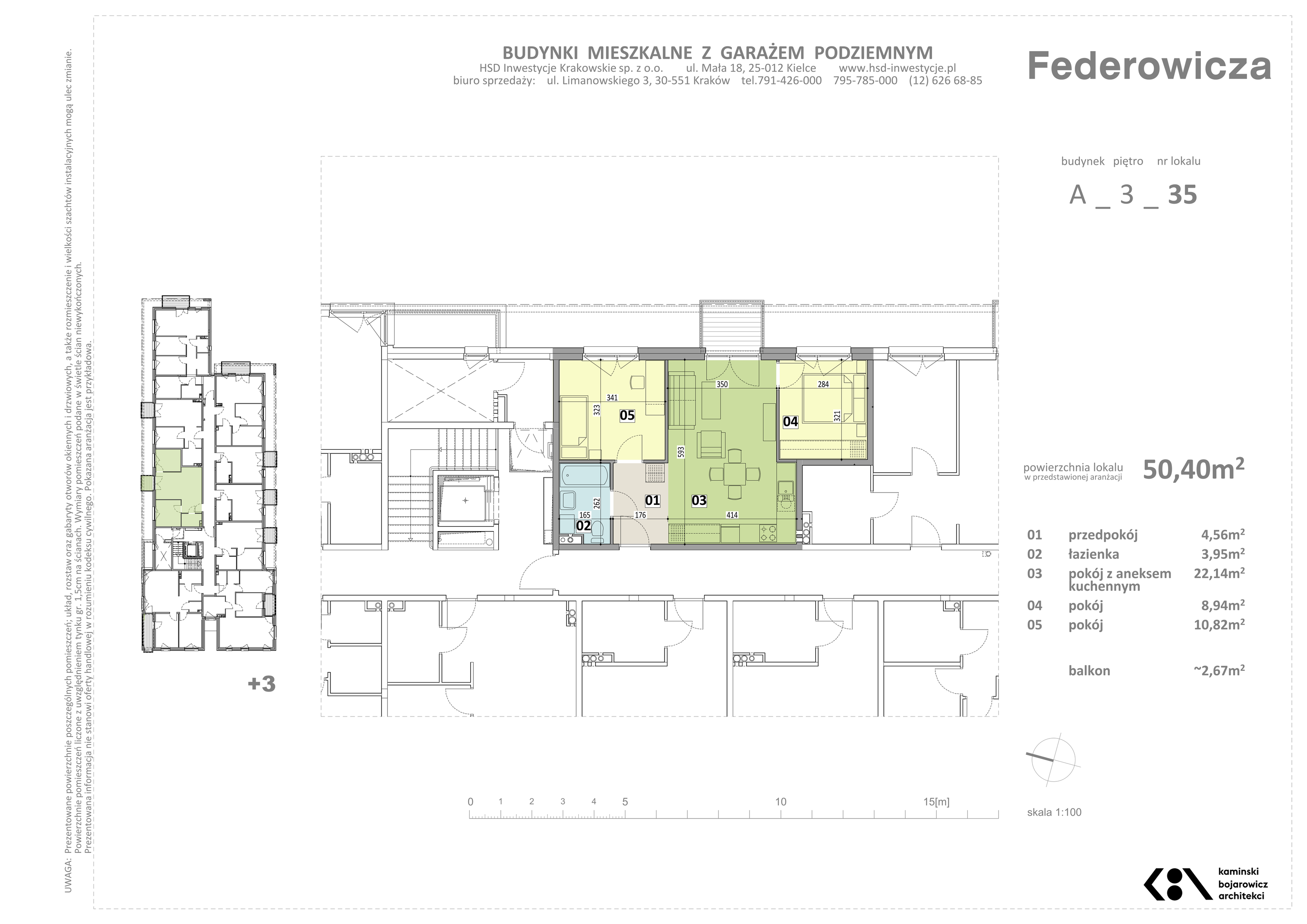 Mieszkanie 50,40 m², piętro 3, oferta nr A/35, Federowicza – Ruczaj Park, Kraków, Dębniki, Skotniki, ul. Federowicza-idx