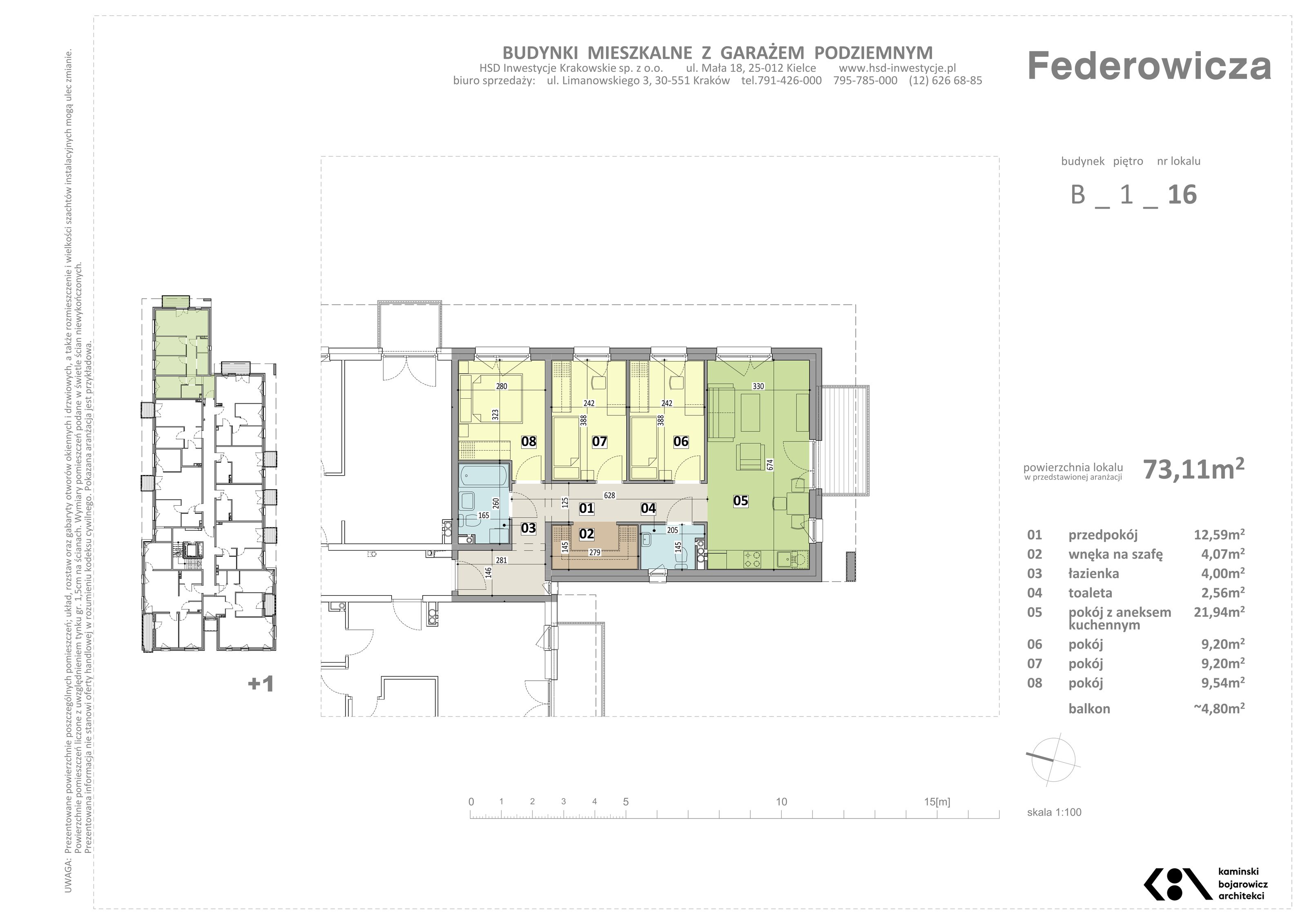 Mieszkanie 73,11 m², piętro 1, oferta nr B/16, Federowicza – Ruczaj Park, Kraków, Dębniki, Skotniki, ul. Federowicza-idx