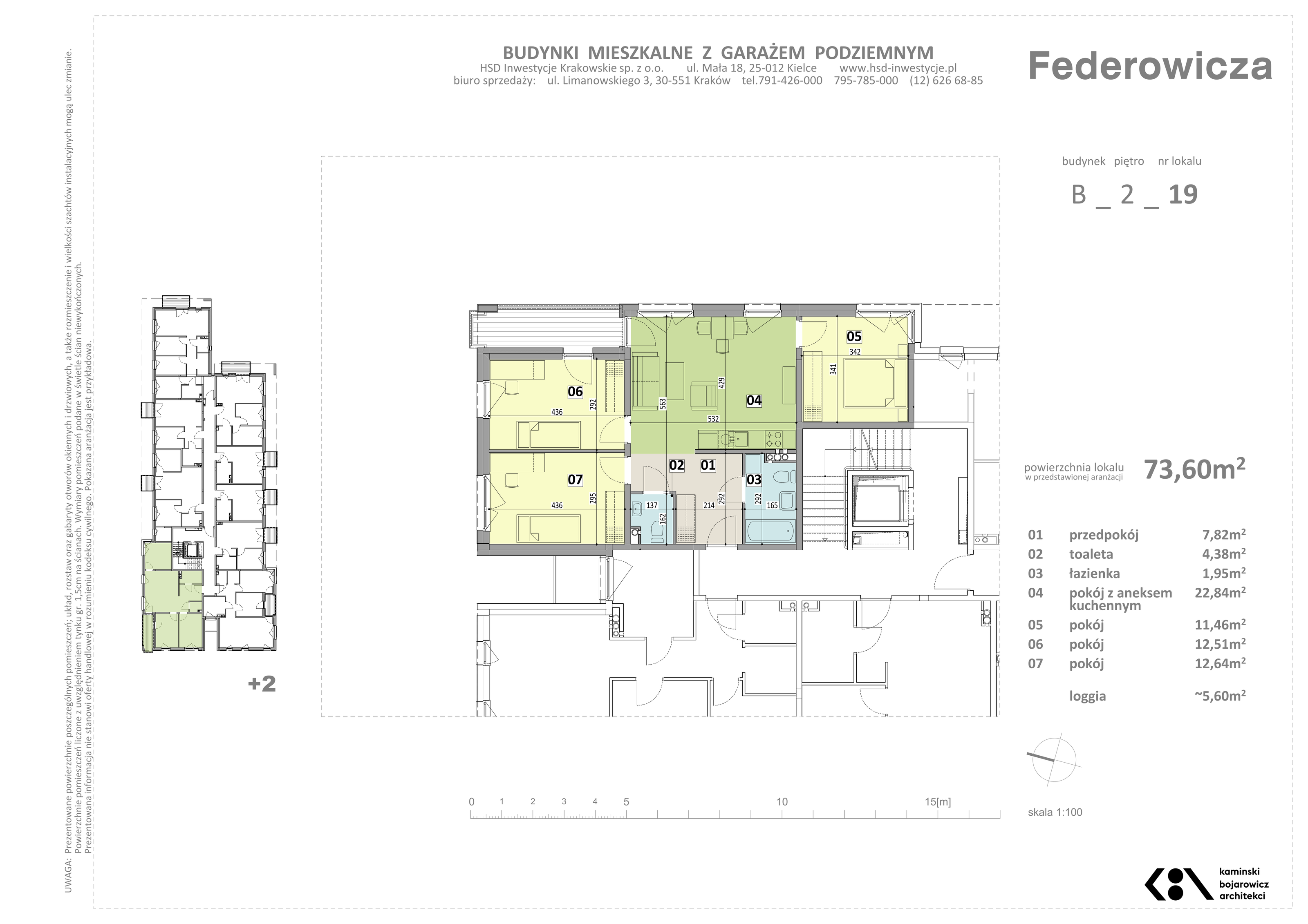 Mieszkanie 73,60 m², piętro 2, oferta nr B/19, Federowicza – Ruczaj Park, Kraków, Dębniki, Skotniki, ul. Federowicza-idx