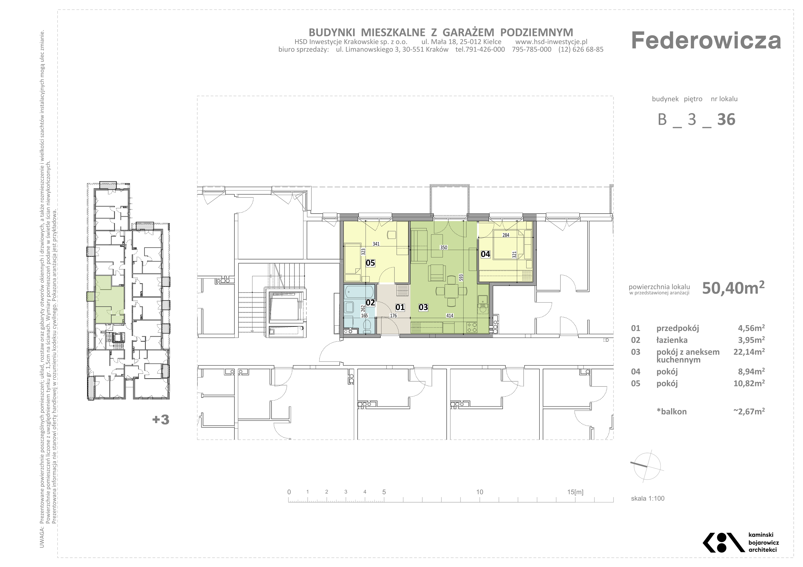 Mieszkanie 50,40 m², piętro 3, oferta nr B/36, Federowicza – Ruczaj Park, Kraków, Dębniki, Skotniki, ul. Federowicza-idx