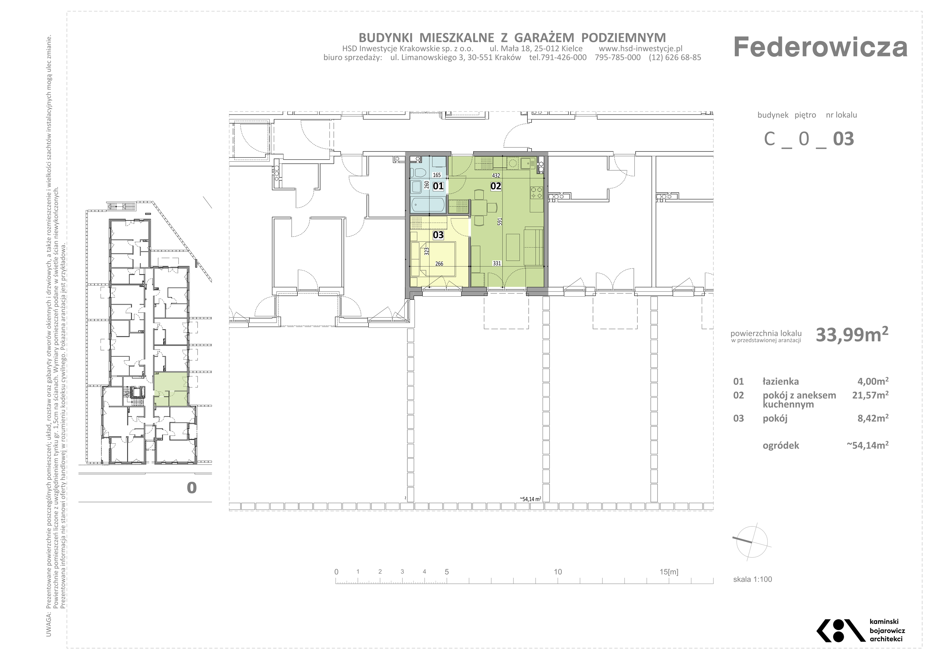 Mieszkanie 33,99 m², parter, oferta nr C/3, Federowicza – Ruczaj Park, Kraków, Dębniki, Skotniki, ul. Federowicza-idx