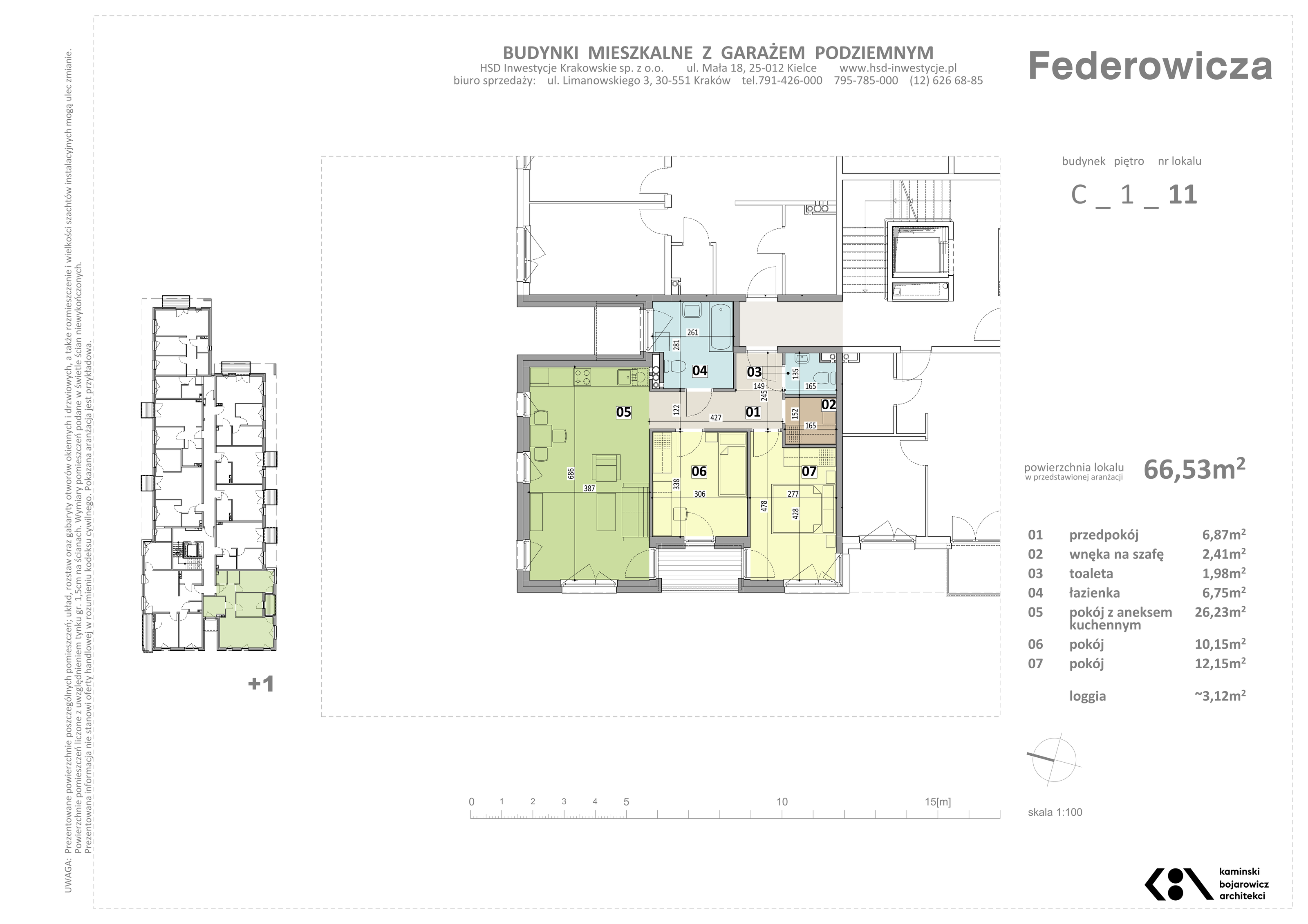 Mieszkanie 66,53 m², piętro 1, oferta nr C/11, Federowicza – Ruczaj Park, Kraków, Dębniki, Skotniki, ul. Federowicza-idx