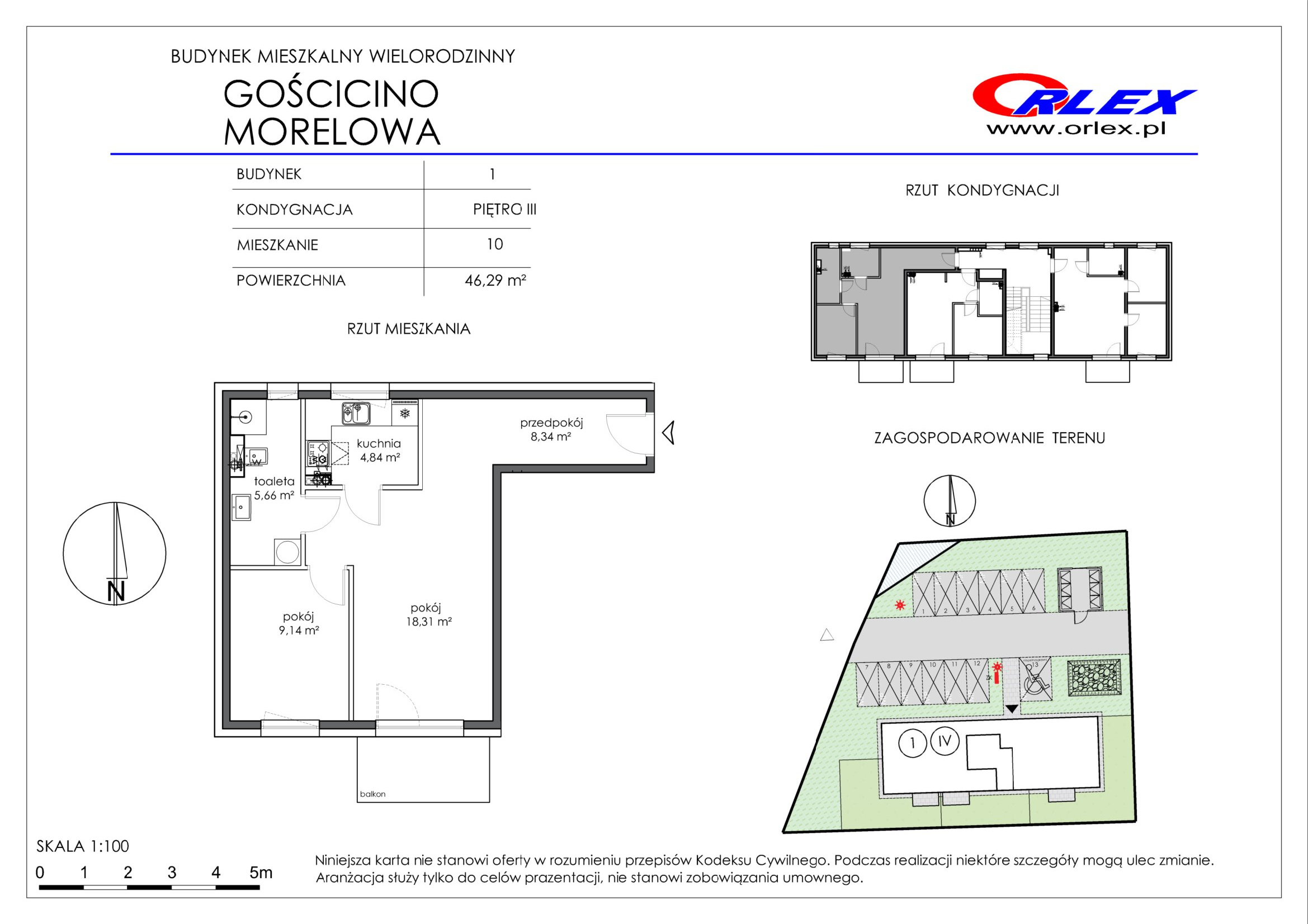 Mieszkanie 46,29 m², piętro 3, oferta nr 10, Gościcino, Gościcino, ul. Morelowa-idx