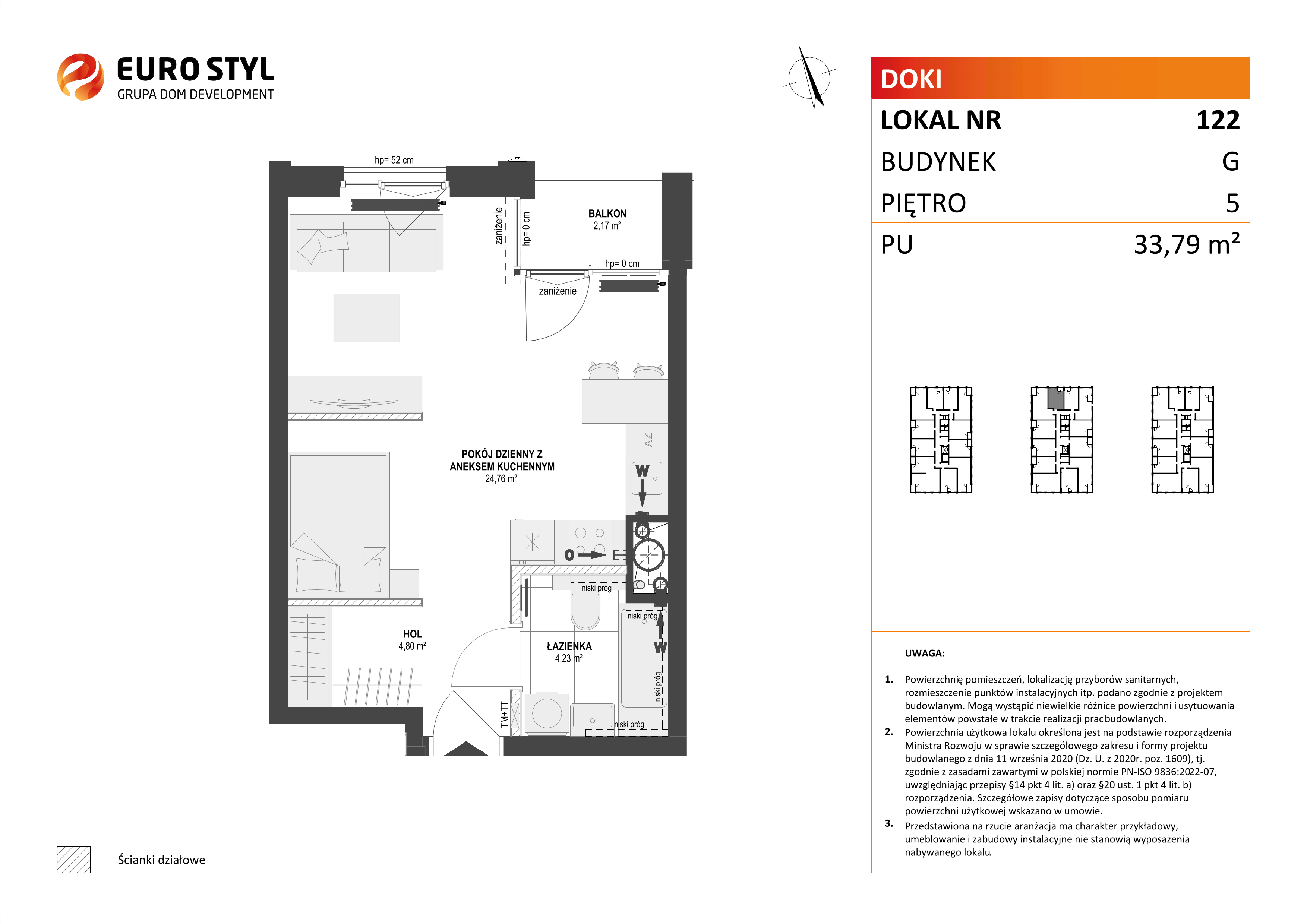 Mieszkanie 33,79 m², piętro 5, oferta nr G/122, DOKI Living - etap II, Gdańsk, Śródmieście, ul. Aleja Doki-idx