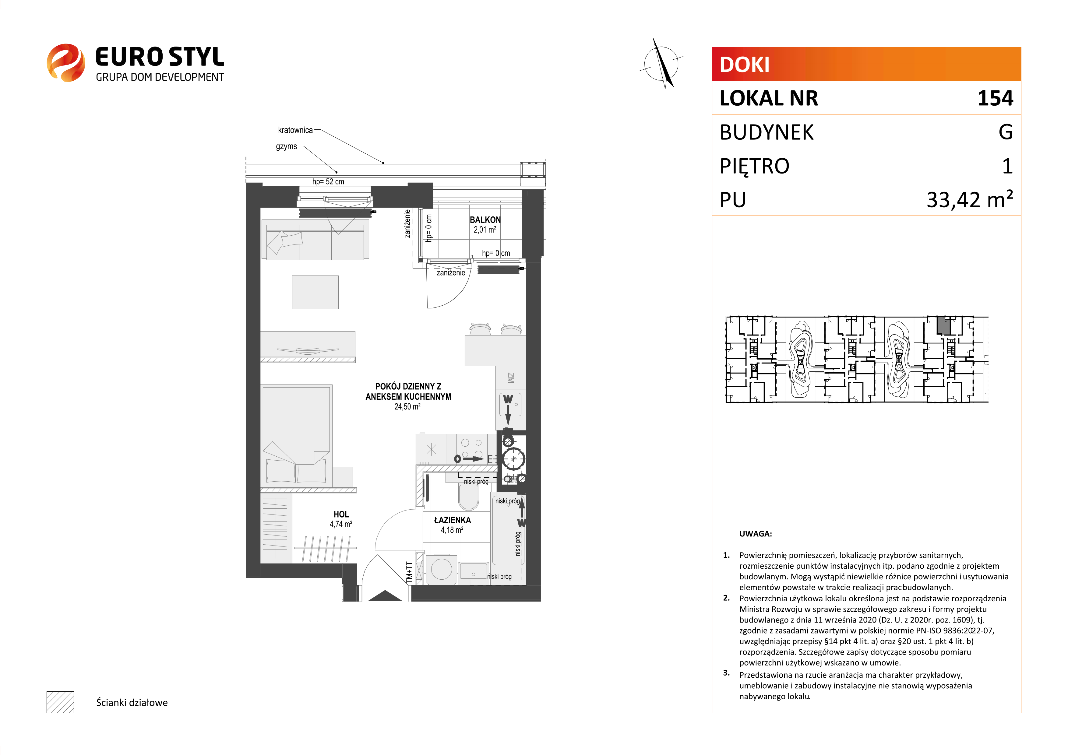 Mieszkanie 33,42 m², piętro 1, oferta nr G/154, DOKI Living - etap II, Gdańsk, Śródmieście, ul. Aleja Doki-idx