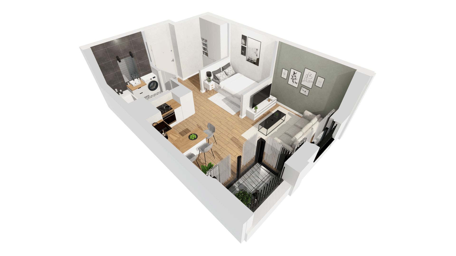 Mieszkanie 33,42 m², piętro 1, oferta nr G/154, DOKI Living - etap II, Gdańsk, Śródmieście, ul. Aleja Doki-idx