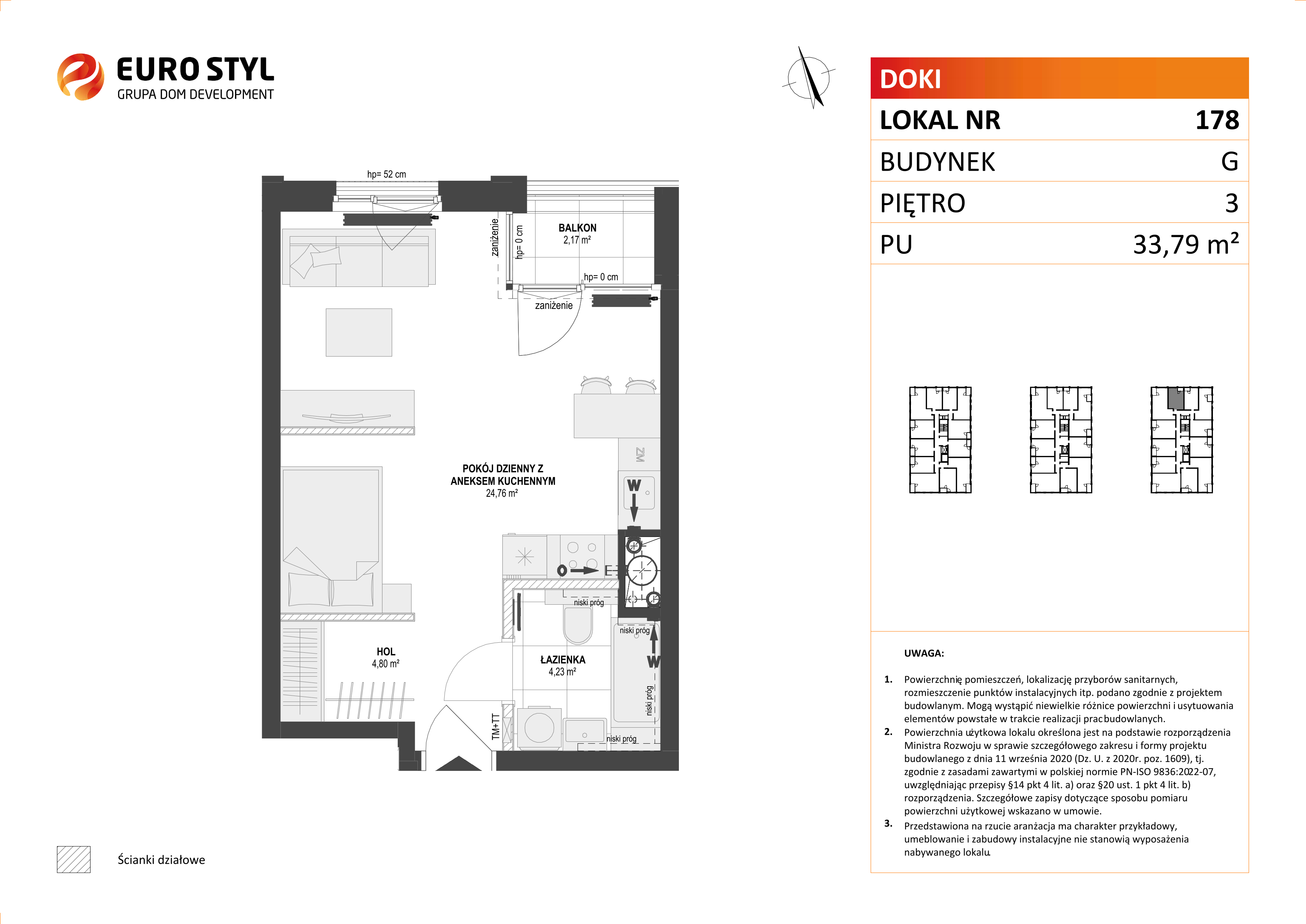 Mieszkanie 33,79 m², piętro 3, oferta nr G/178, DOKI Living - etap II, Gdańsk, Śródmieście, ul. Aleja Doki-idx