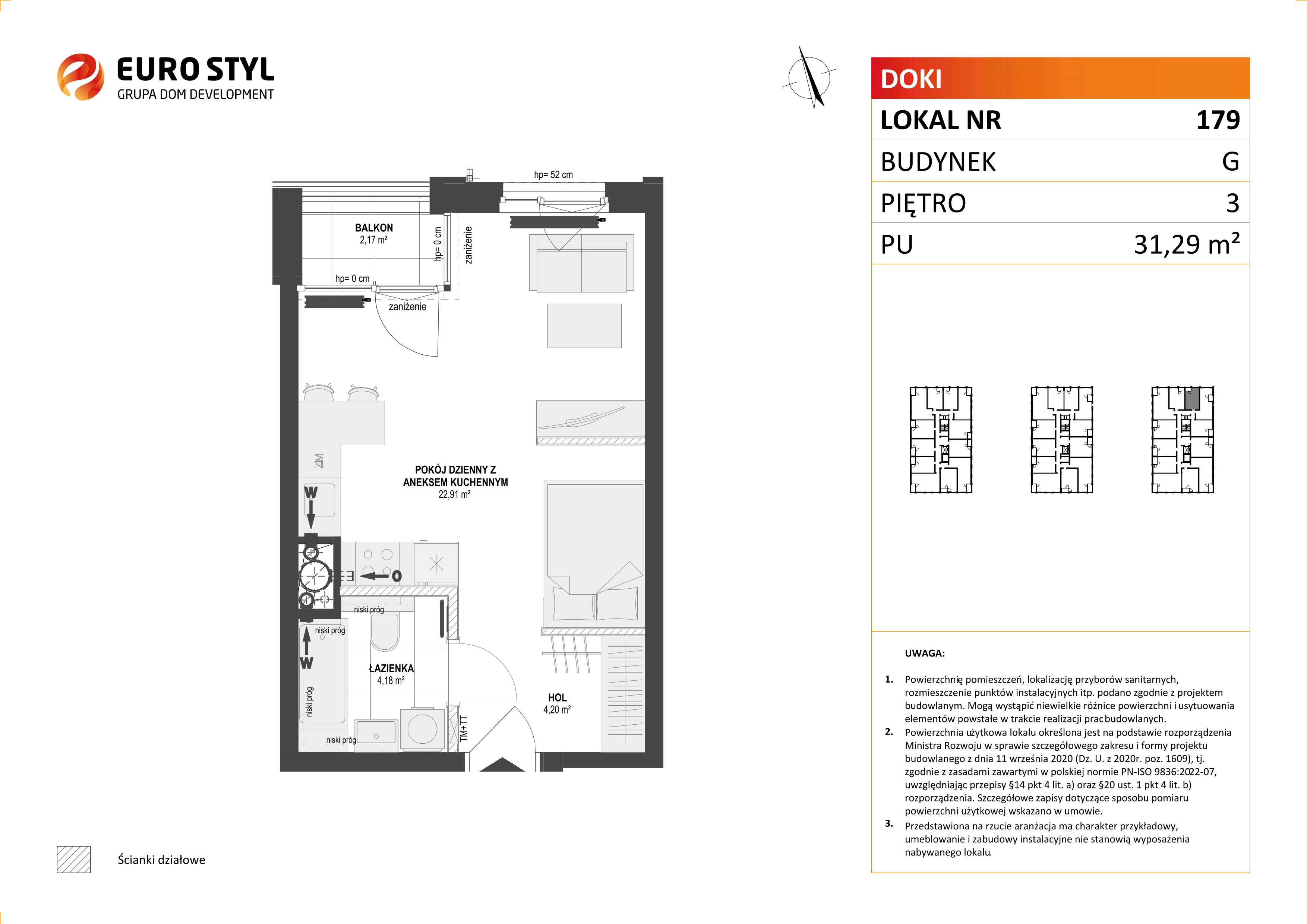 Mieszkanie 31,29 m², piętro 3, oferta nr G/179, DOKI Living - etap II, Gdańsk, Śródmieście, ul. Aleja Doki-idx