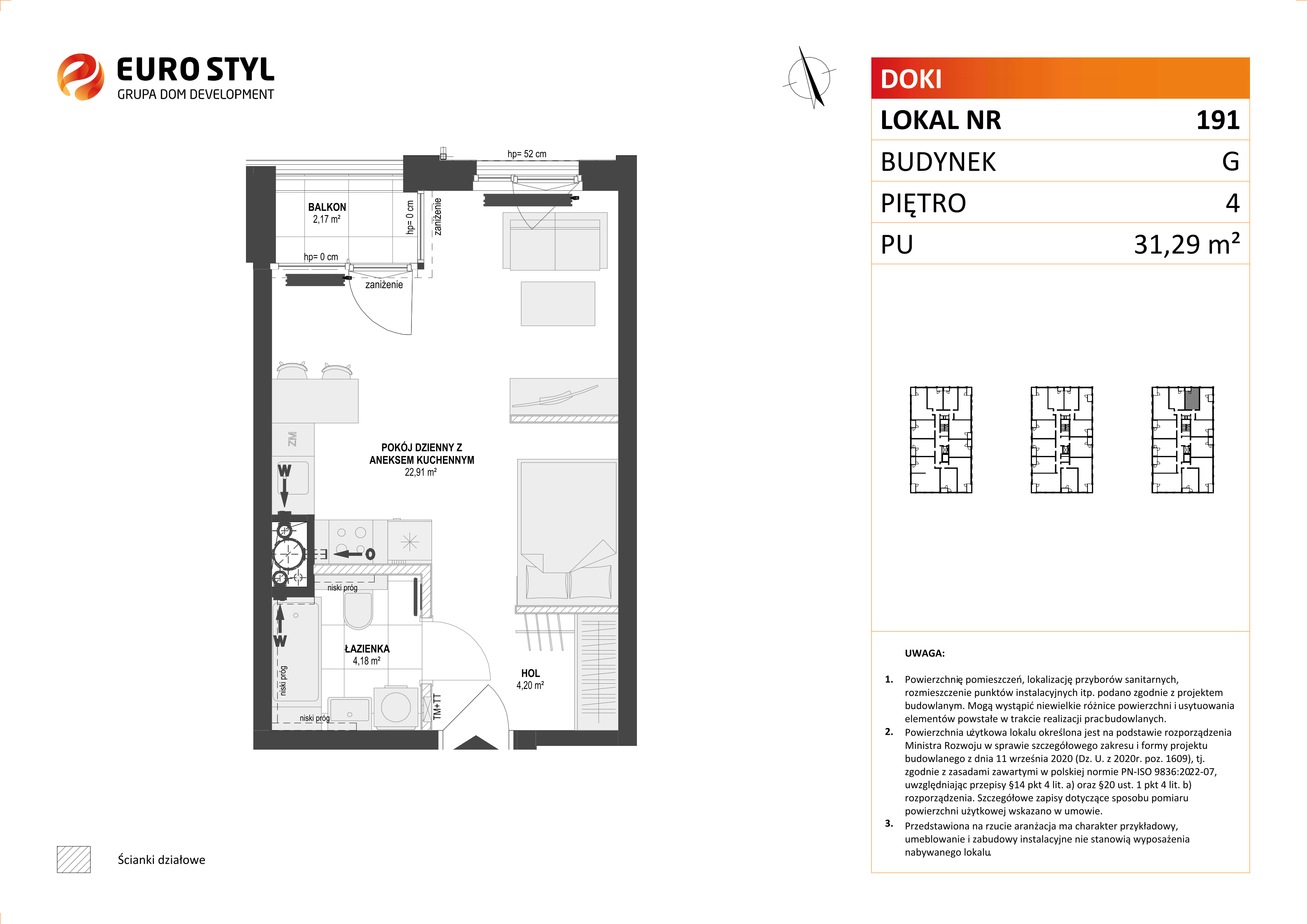 Mieszkanie 31,29 m², piętro 4, oferta nr G/191, DOKI Living - etap II, Gdańsk, Śródmieście, ul. Aleja Doki-idx