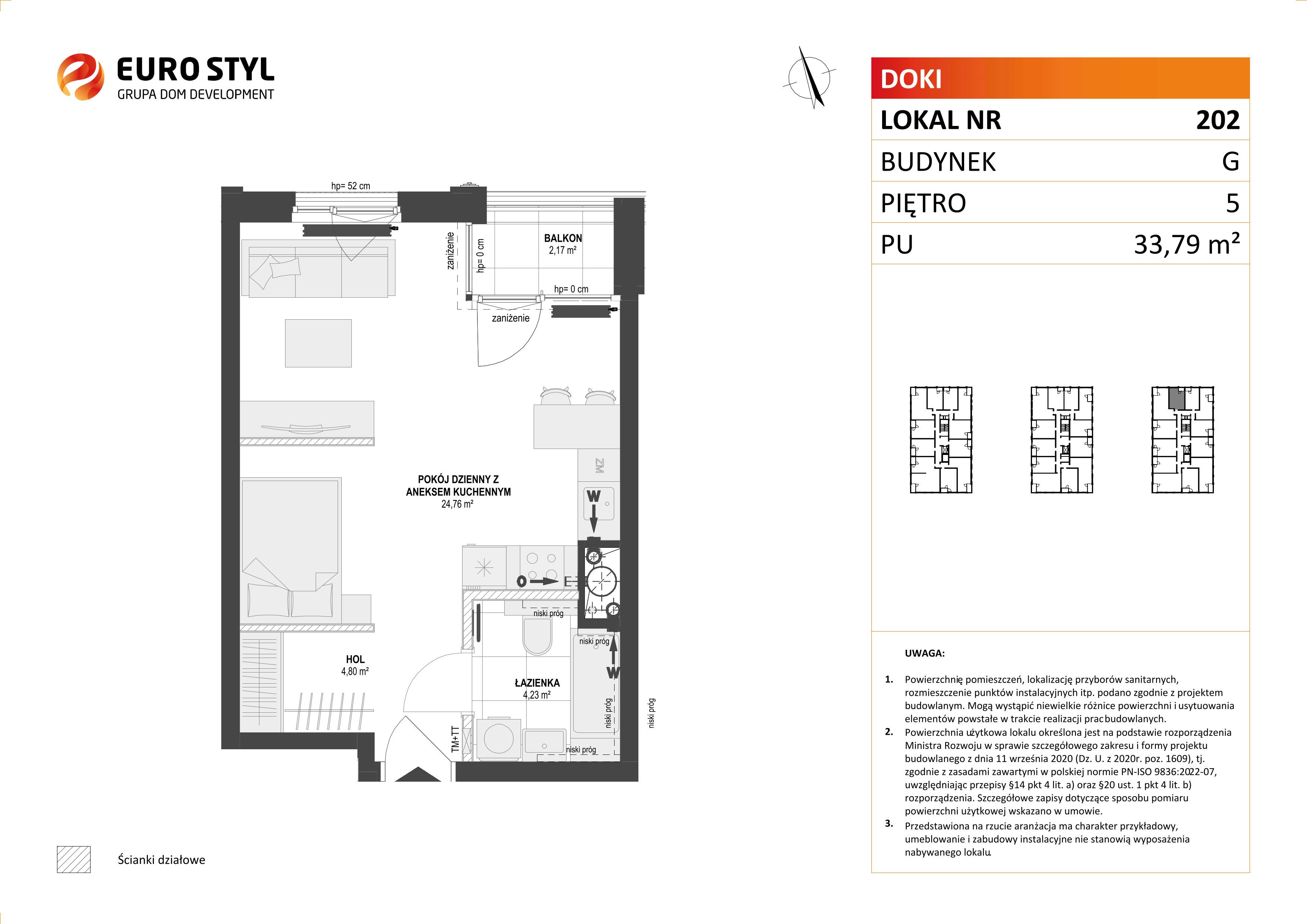 Mieszkanie 33,79 m², piętro 5, oferta nr G/202, DOKI Living - etap II, Gdańsk, Śródmieście, ul. Aleja Doki-idx