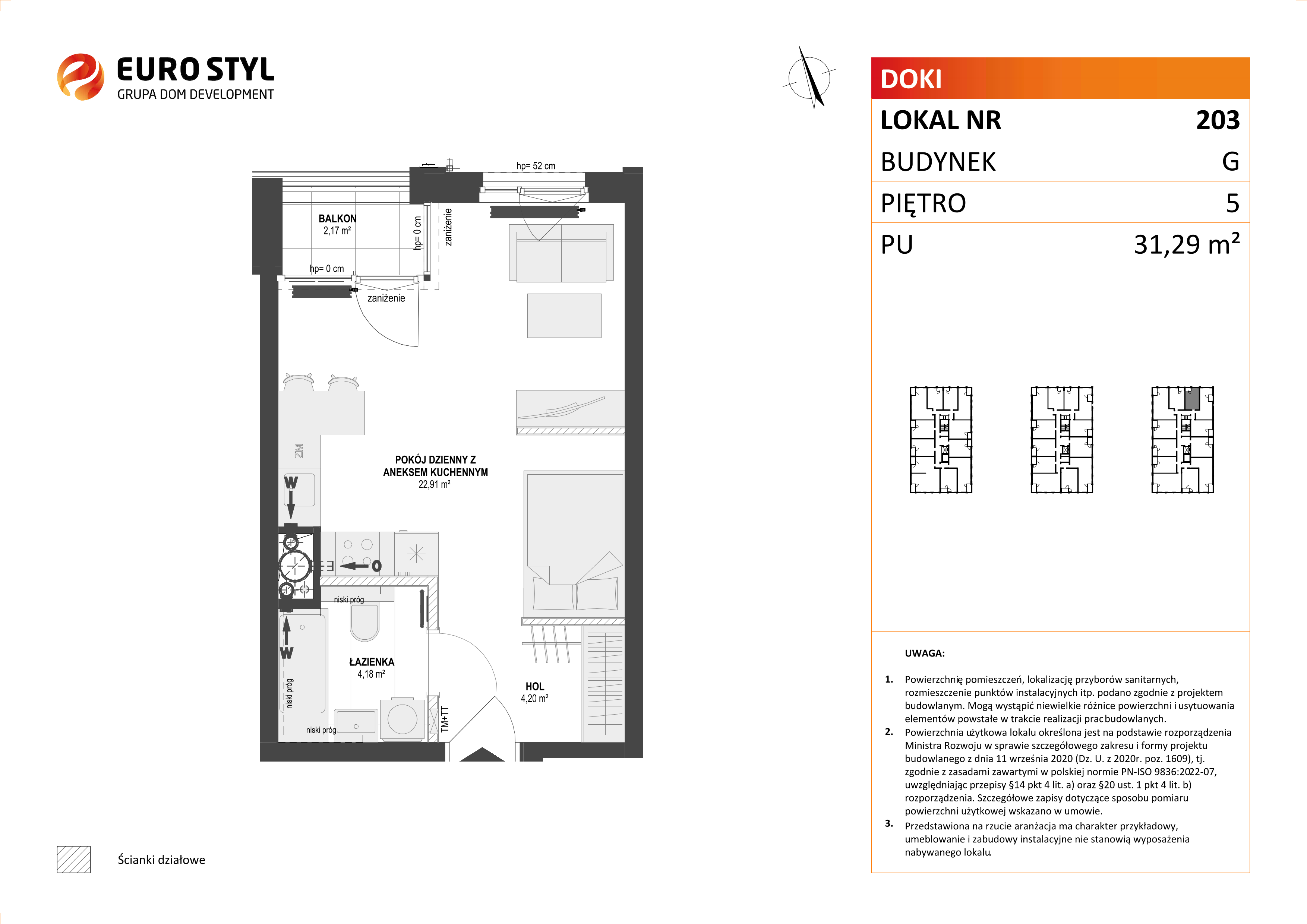 Mieszkanie 31,29 m², piętro 5, oferta nr G/203, DOKI Living - etap II, Gdańsk, Śródmieście, ul. Aleja Doki-idx