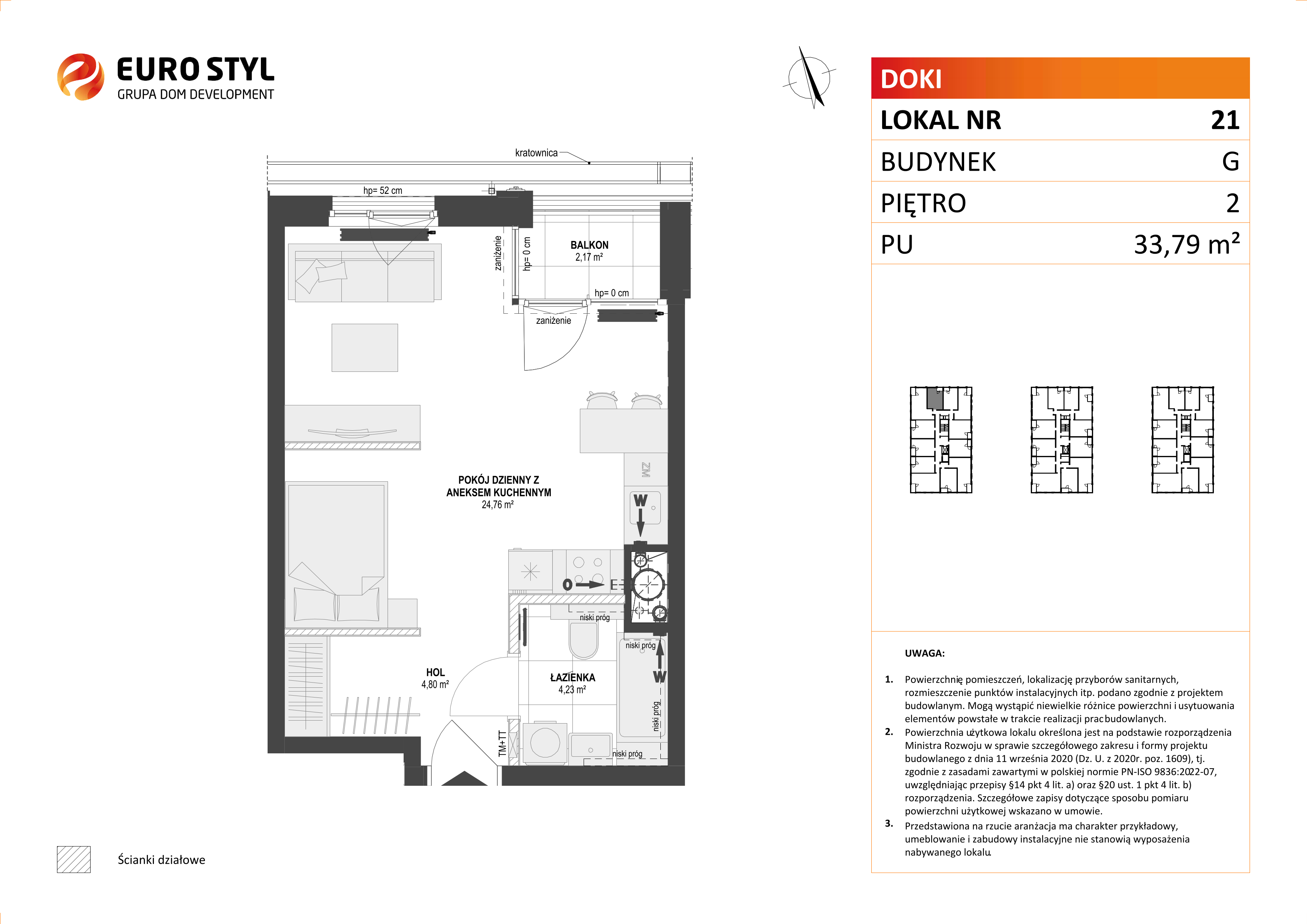 Mieszkanie 33,79 m², piętro 2, oferta nr G/21, DOKI Living - etap II, Gdańsk, Śródmieście, ul. Aleja Doki-idx