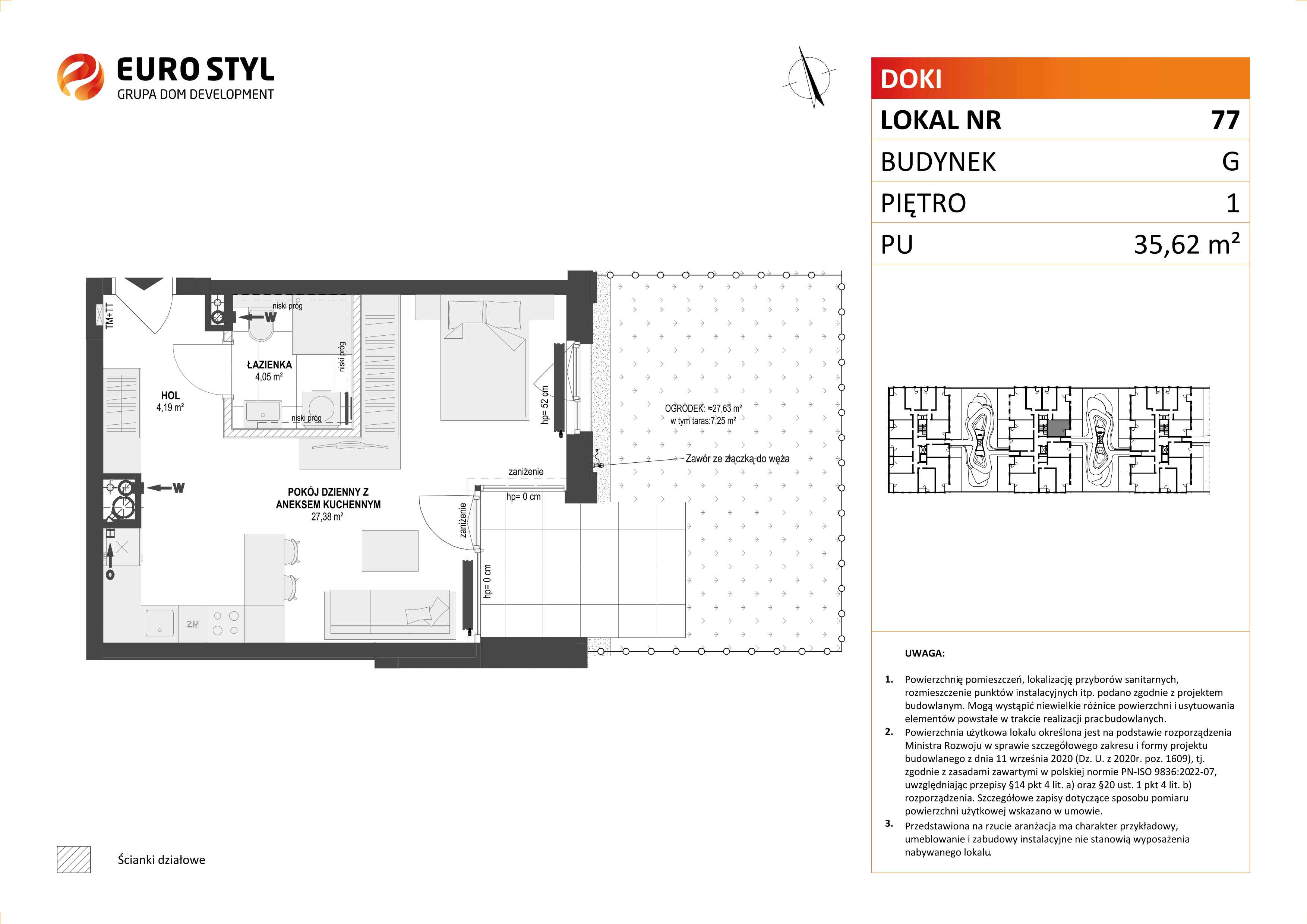 Mieszkanie 35,62 m², piętro 1, oferta nr G/77, DOKI Living - etap II, Gdańsk, Śródmieście, ul. Aleja Doki-idx