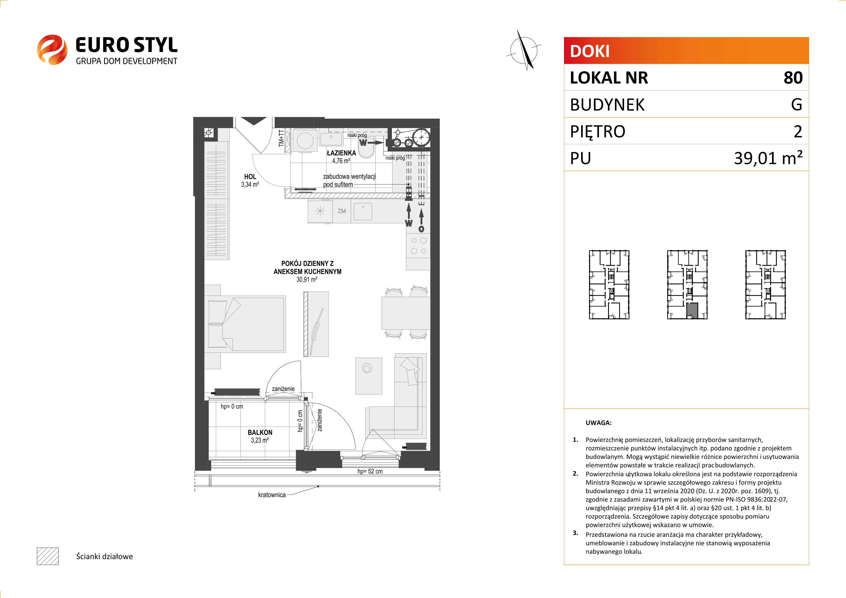 Mieszkanie 39,01 m², piętro 2, oferta nr G/80, DOKI Living - etap II, Gdańsk, Śródmieście, ul. Aleja Doki-idx