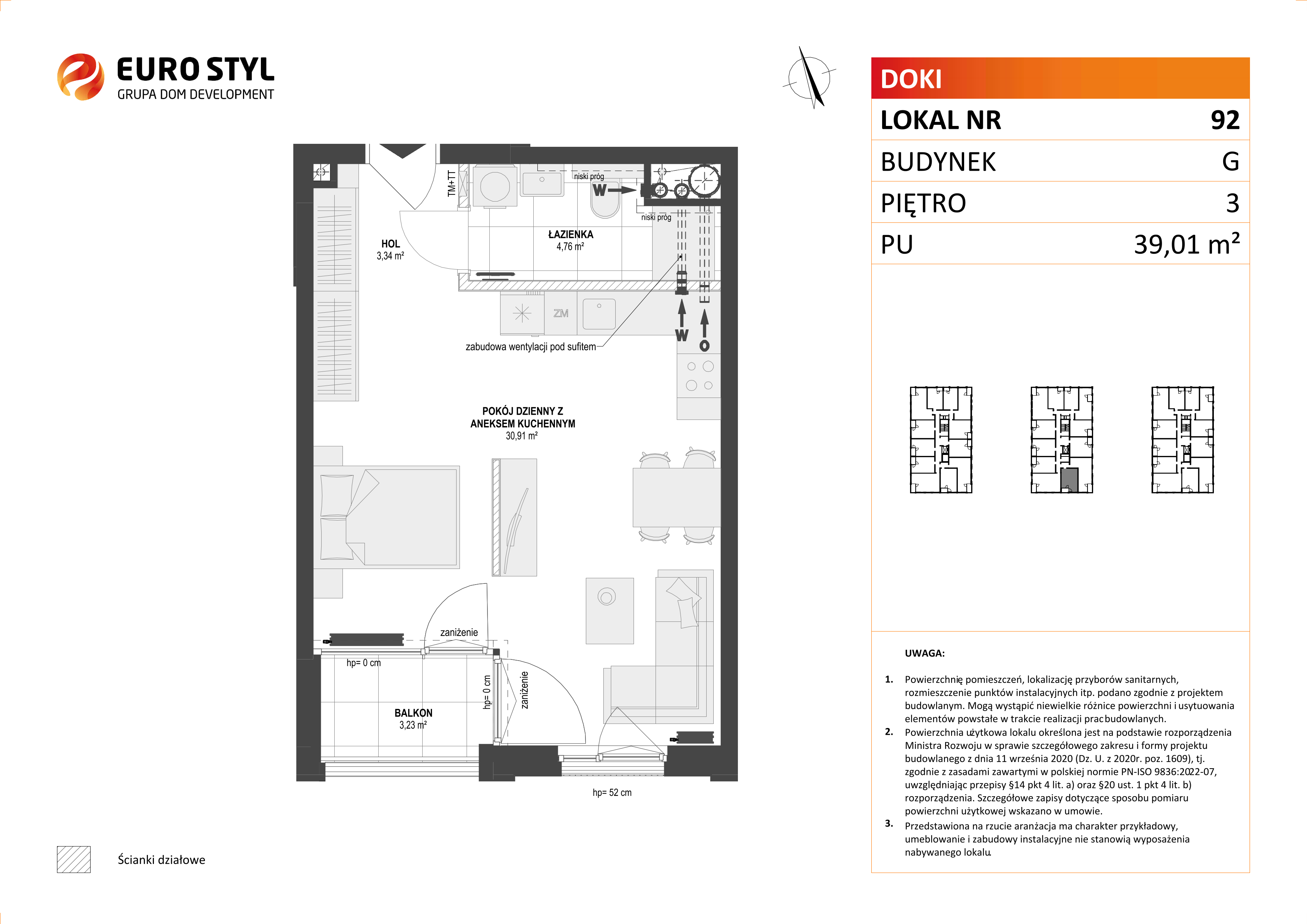 Mieszkanie 39,01 m², piętro 3, oferta nr G/92, DOKI Living - etap II, Gdańsk, Śródmieście, ul. Aleja Doki-idx