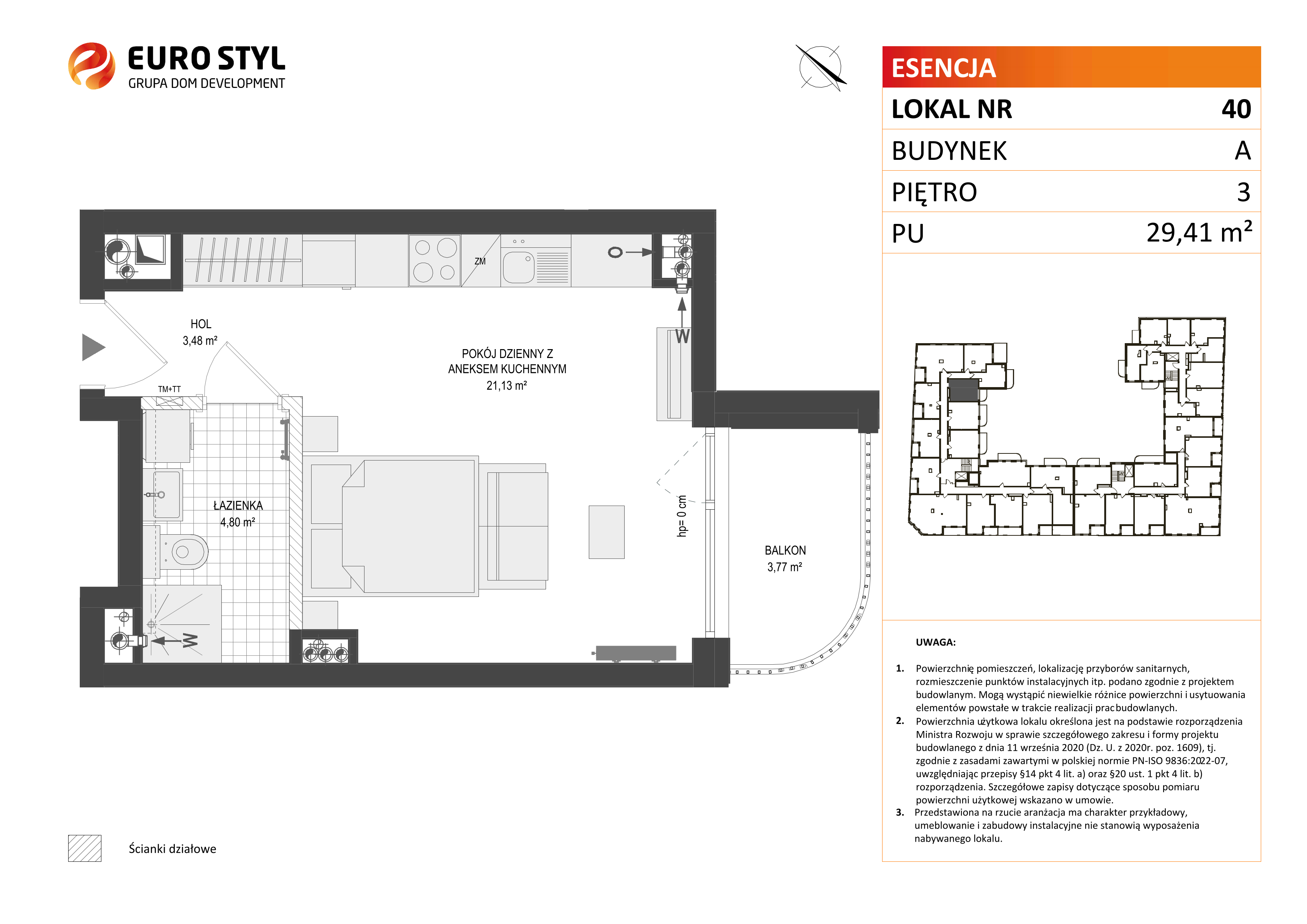 Mieszkanie 29,41 m², piętro 3, oferta nr A/40, Esencja, Gdańsk, Śródmieście, Dolne Miasto, ul. Kamienna Grobla / Jałmużnicza-idx