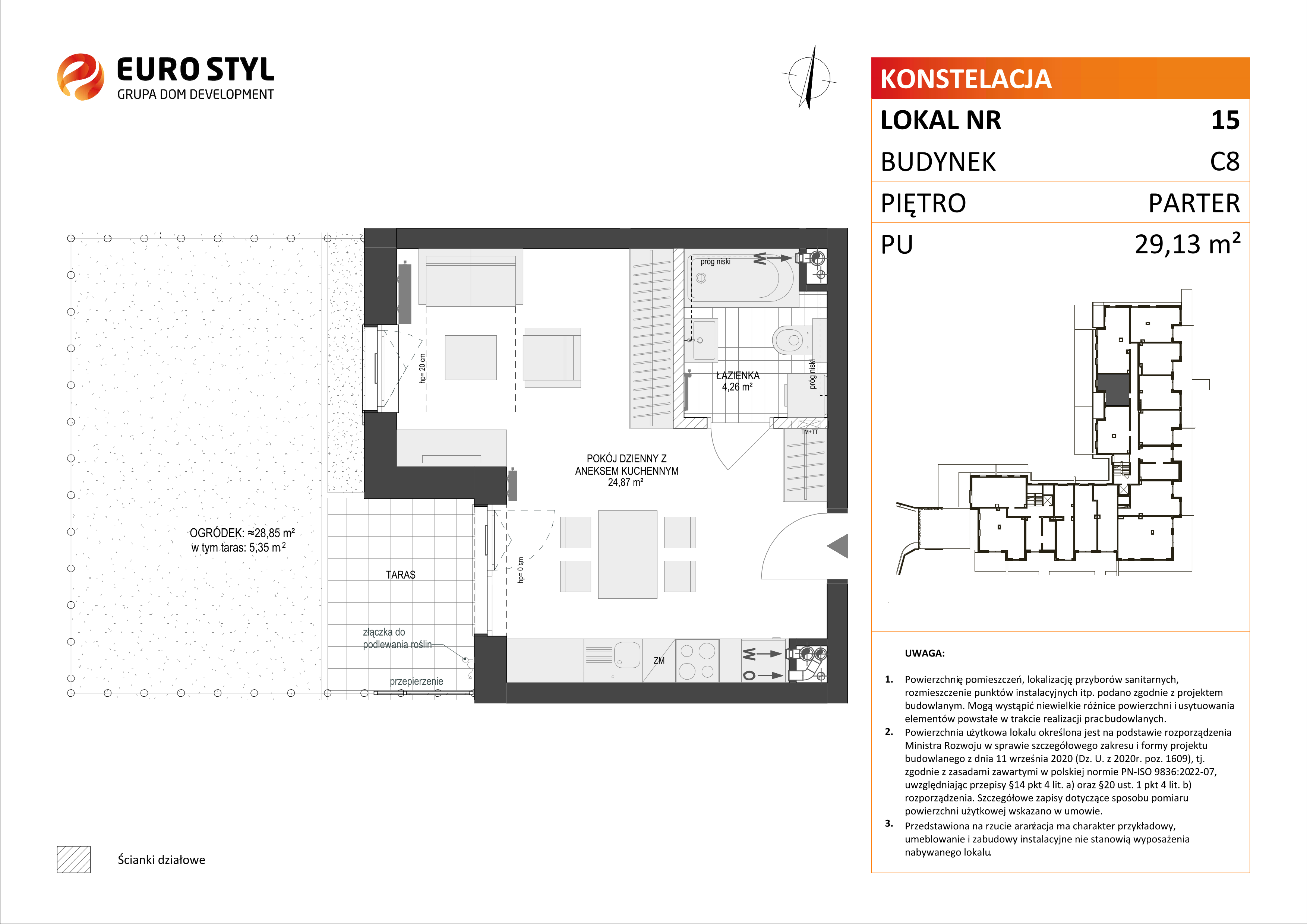 Mieszkanie 29,13 m², parter, oferta nr C8/15, Konstelacja etap II, Gdynia, Pogórze, ul. Paderewskiego-idx