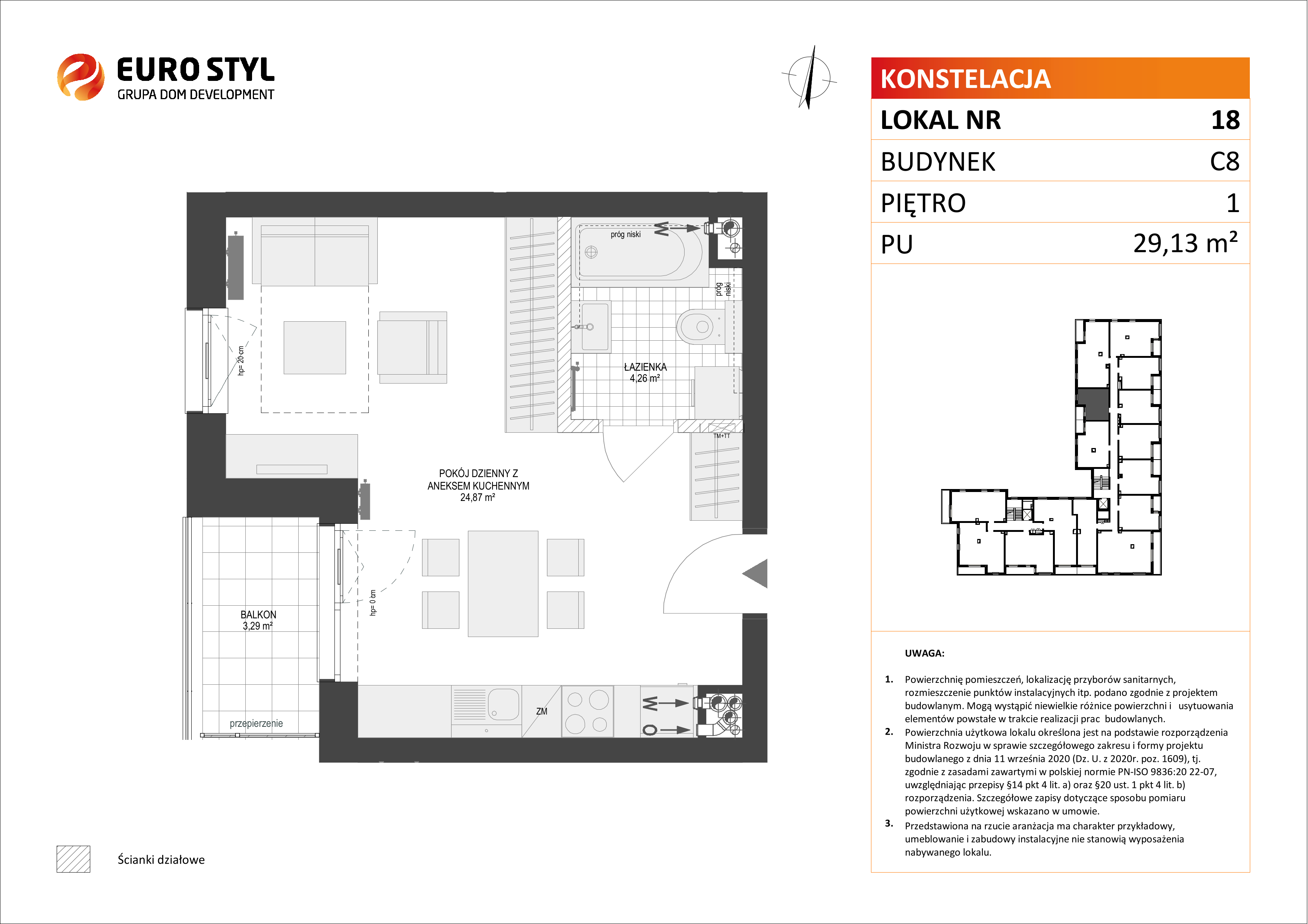 Mieszkanie 29,13 m², piętro 1, oferta nr C8/18, Konstelacja etap II, Gdynia, Pogórze, ul. Paderewskiego-idx