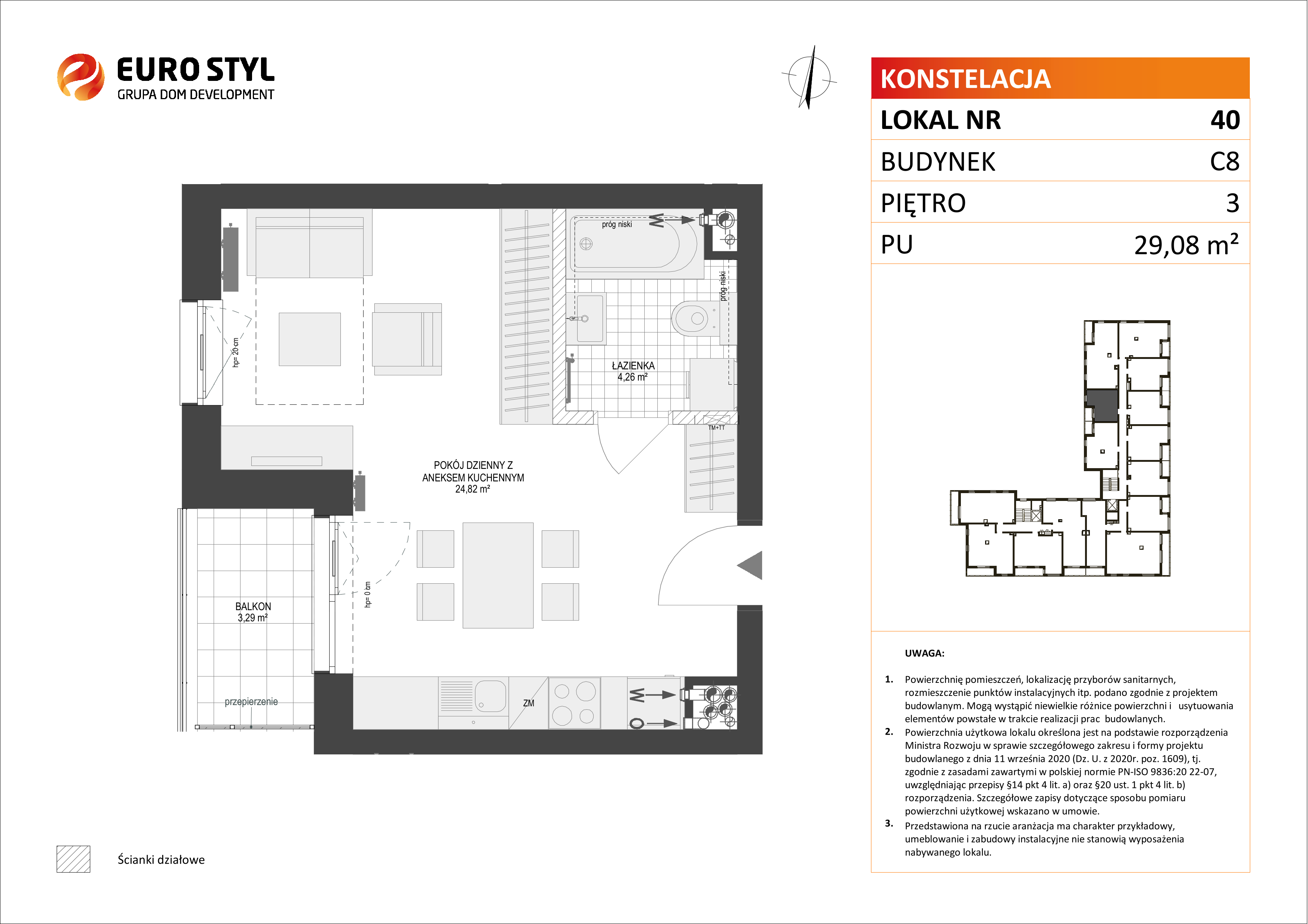 Mieszkanie 29,08 m², piętro 3, oferta nr C8/40, Konstelacja etap II, Gdynia, Pogórze, ul. Paderewskiego-idx