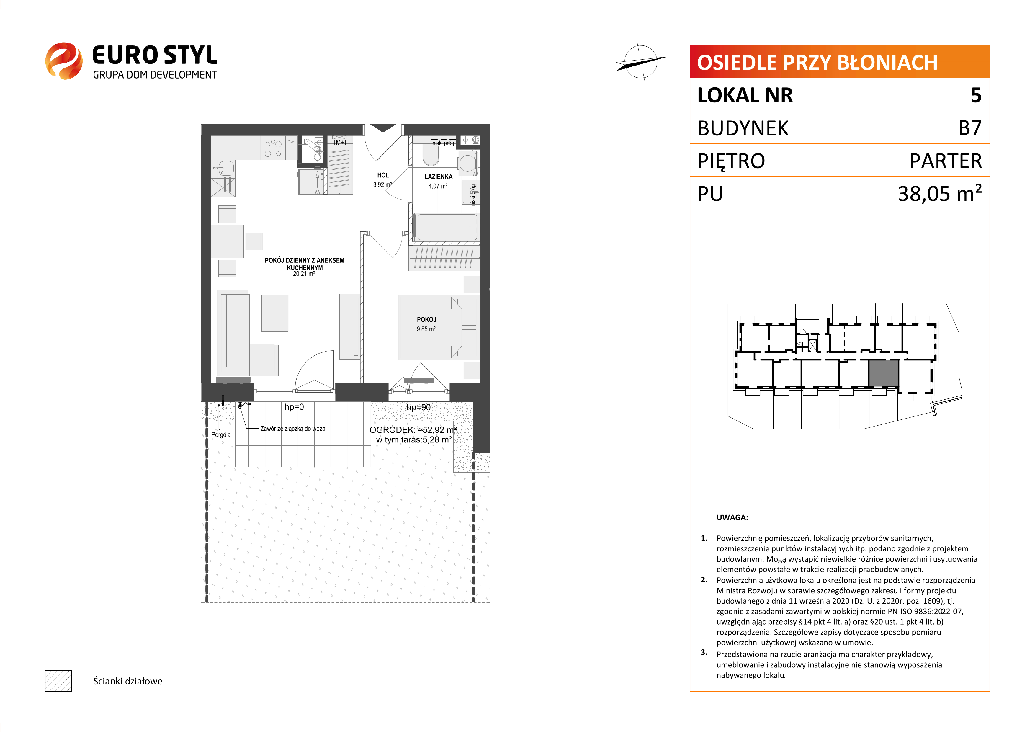 Mieszkanie 38,05 m², parter, oferta nr B7/5, Osiedle przy Błoniach 3, Rumia, Janowo, ul. Błoń Janowskich-idx