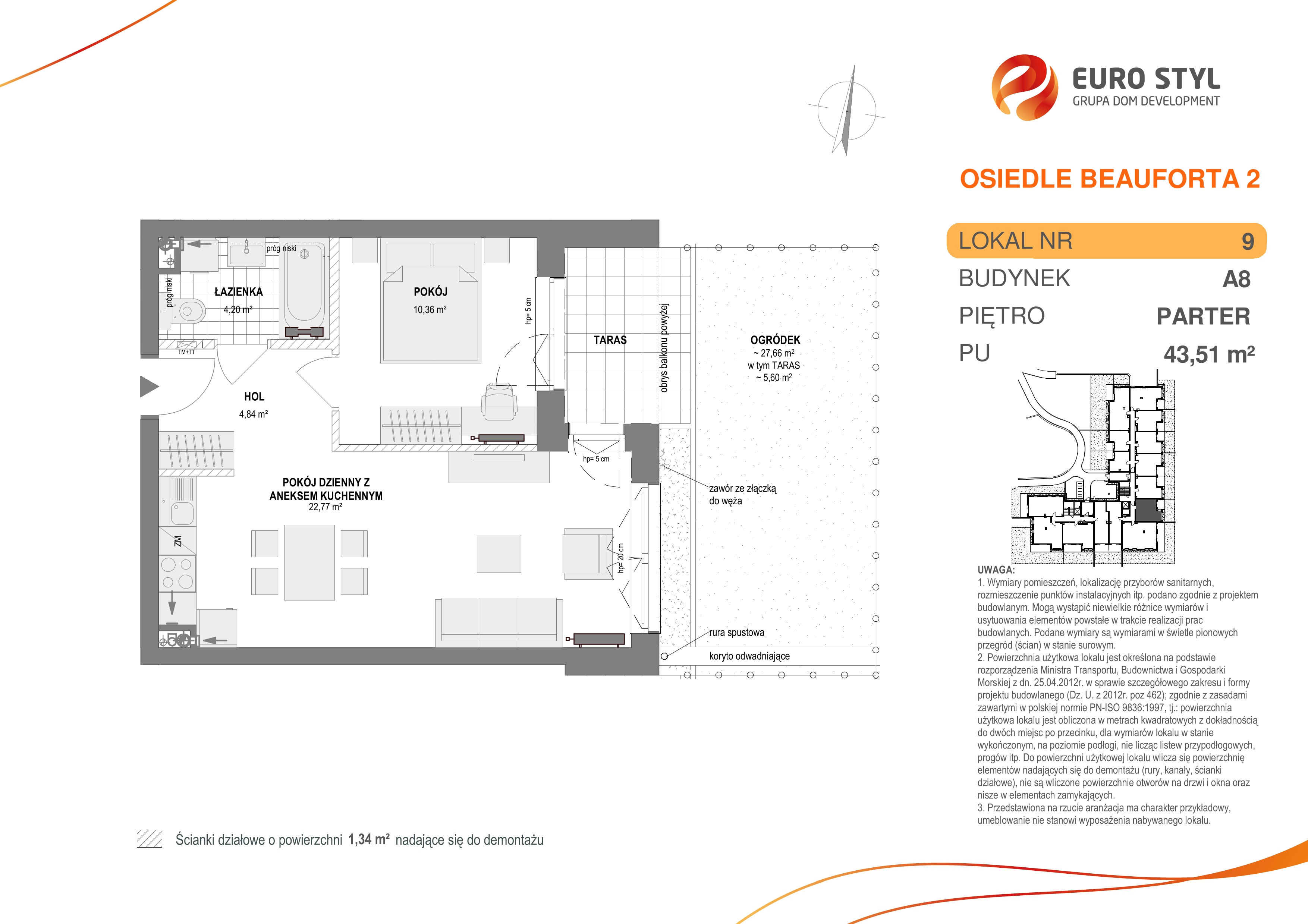 Mieszkanie 43,51 m², parter, oferta nr A8/9, Osiedle Beauforta 2, Gdynia, Pogórze, ul. H. Derdowskiego-idx