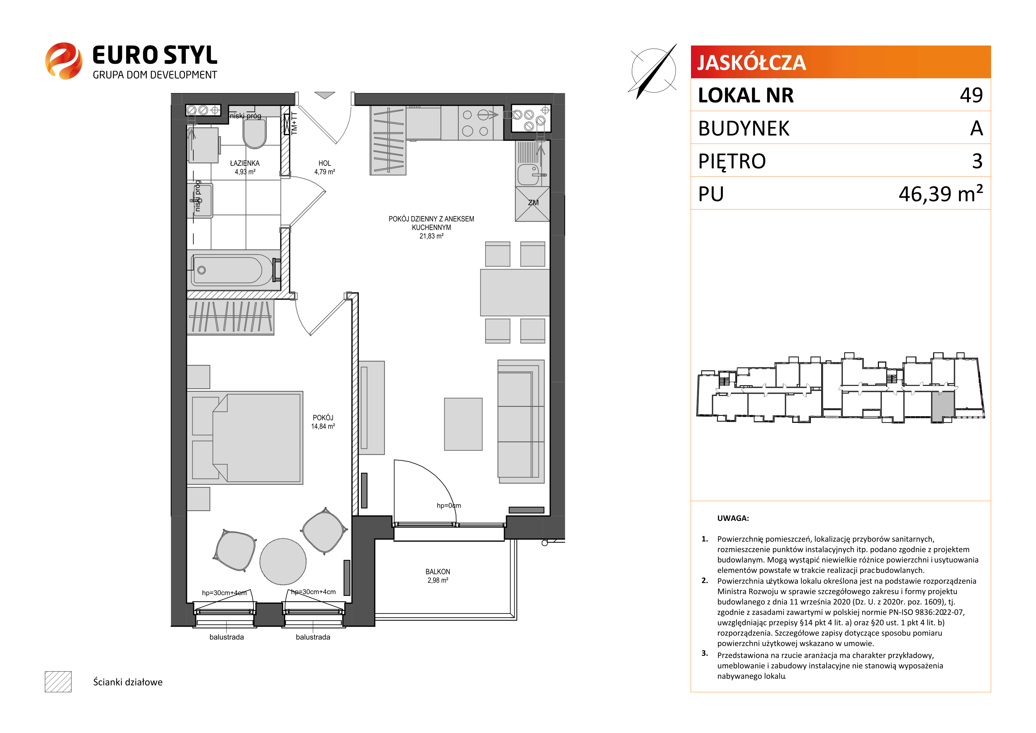 Mieszkanie 46,39 m², piętro 3, oferta nr A/49, Jaskółcza, Gdańsk, Śródmieście, Dolne Miasto, ul. Jaskółcza-idx