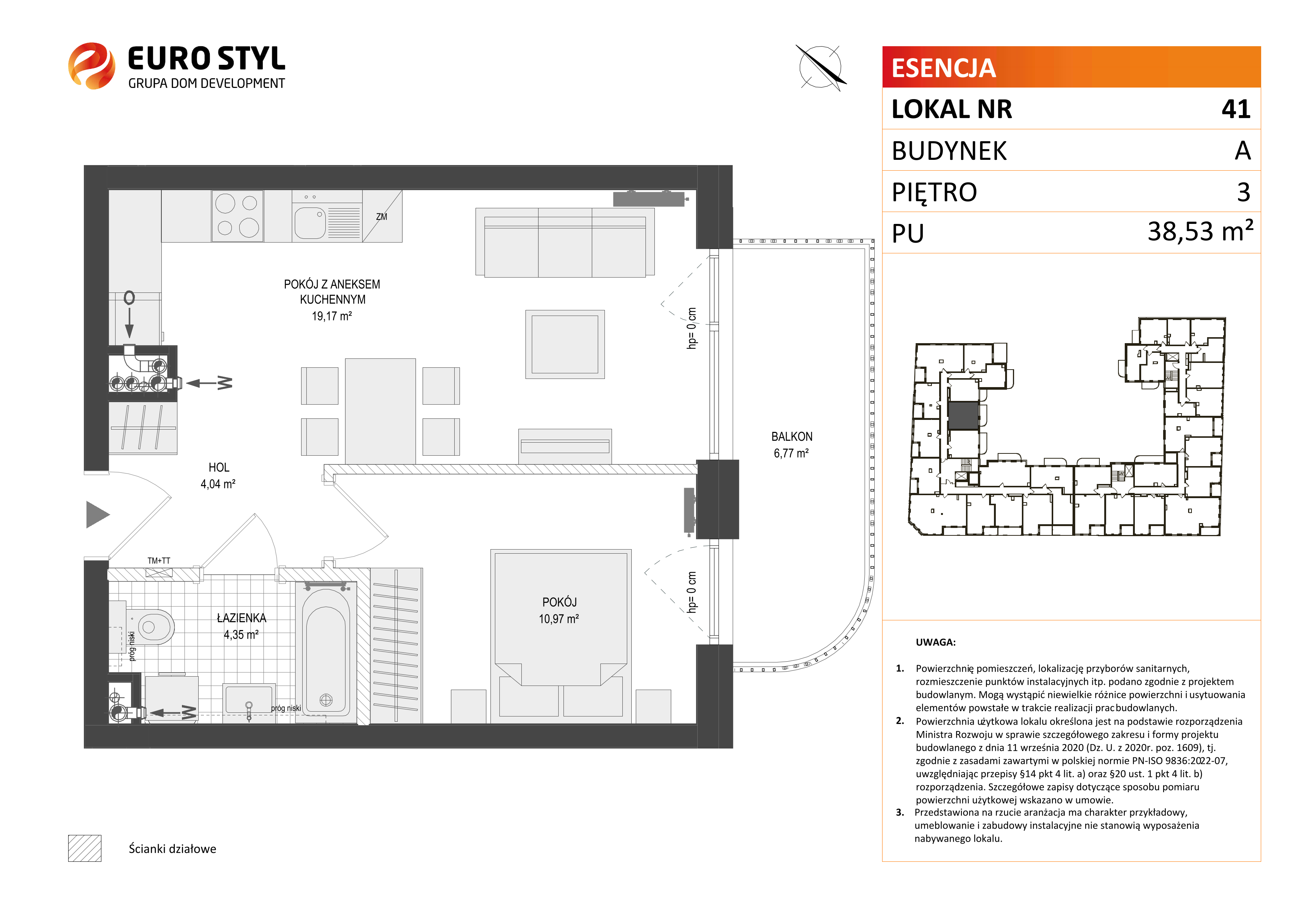 Mieszkanie 38,53 m², piętro 3, oferta nr A/41, Esencja, Gdańsk, Śródmieście, Dolne Miasto, ul. Kamienna Grobla / Jałmużnicza-idx