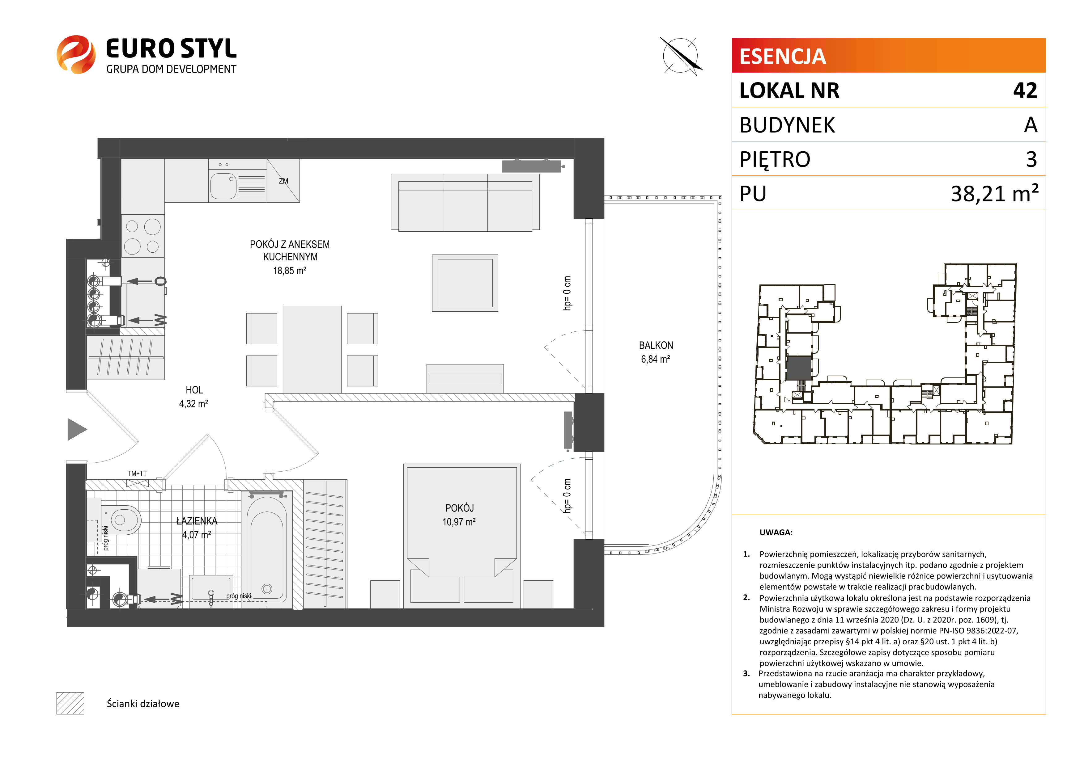 Mieszkanie 38,21 m², piętro 3, oferta nr A/42, Esencja, Gdańsk, Śródmieście, Dolne Miasto, ul. Kamienna Grobla / Jałmużnicza-idx