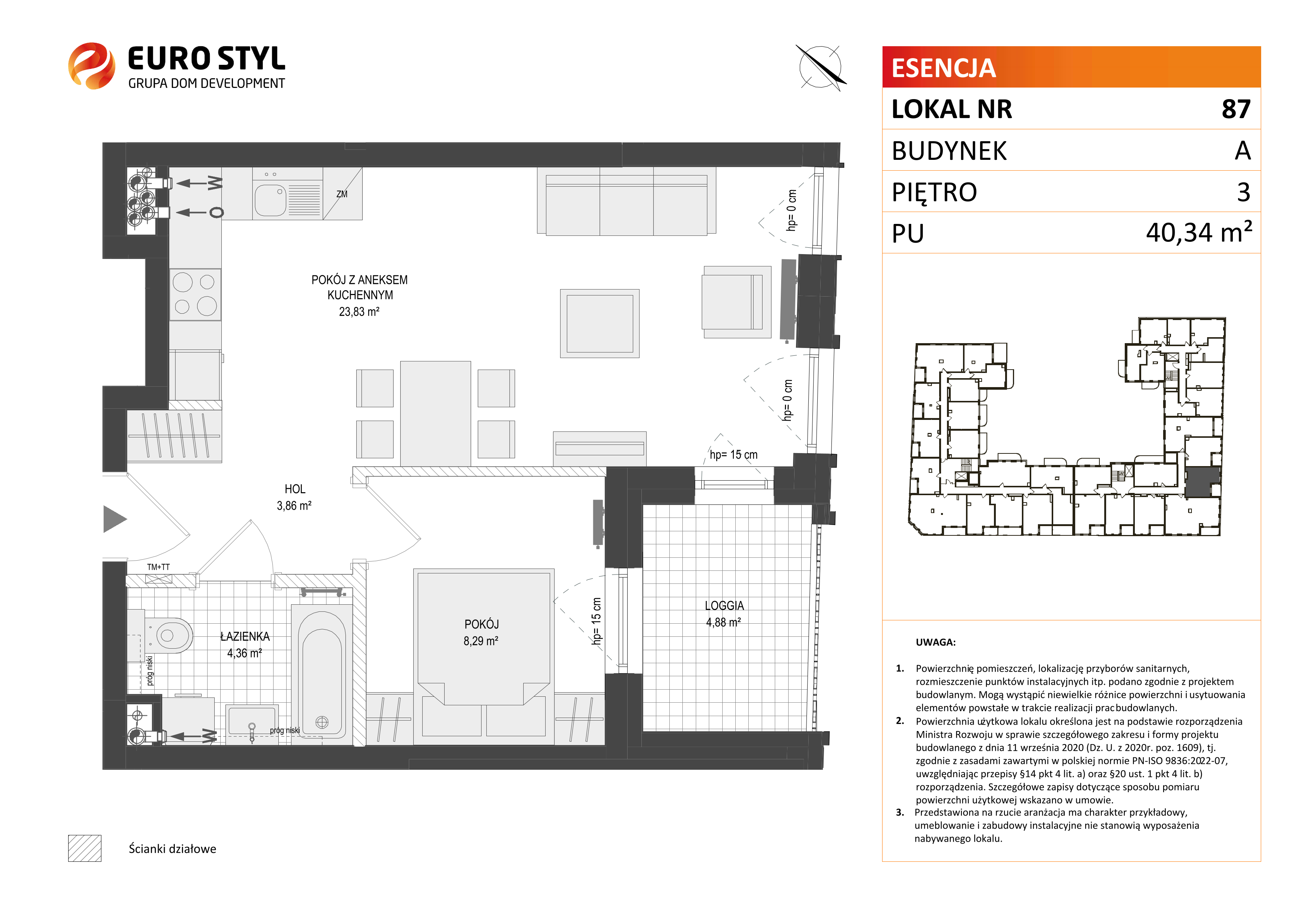 Mieszkanie 40,34 m², piętro 3, oferta nr A/87, Esencja, Gdańsk, Śródmieście, Dolne Miasto, ul. Kamienna Grobla / Jałmużnicza-idx