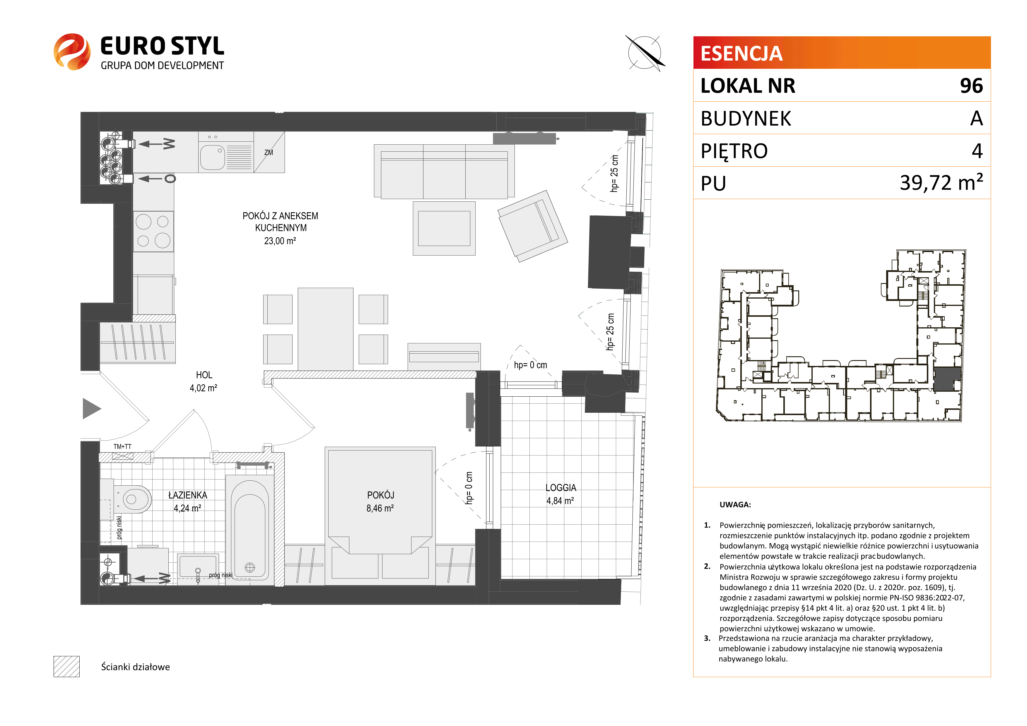 Mieszkanie 39,72 m², piętro 4, oferta nr A/96, Esencja, Gdańsk, Śródmieście, Dolne Miasto, ul. Kamienna Grobla / Jałmużnicza-idx