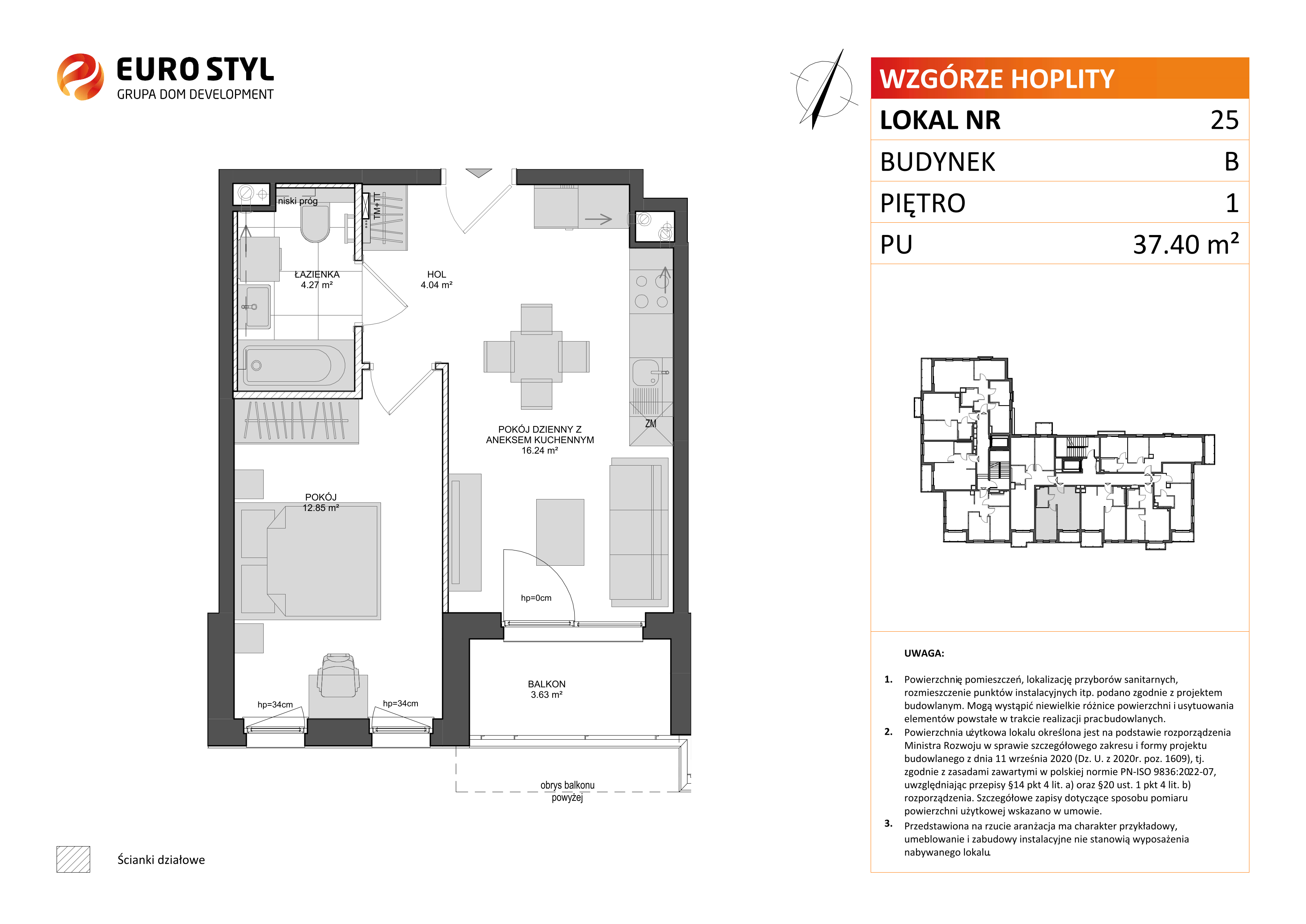 Mieszkanie 37,40 m², piętro 1, oferta nr B/25, Wzgórze Hoplity etap II, Gdańsk, Ujeścisko-Łostowice, Ujeścisko, ul. Kartuska-idx