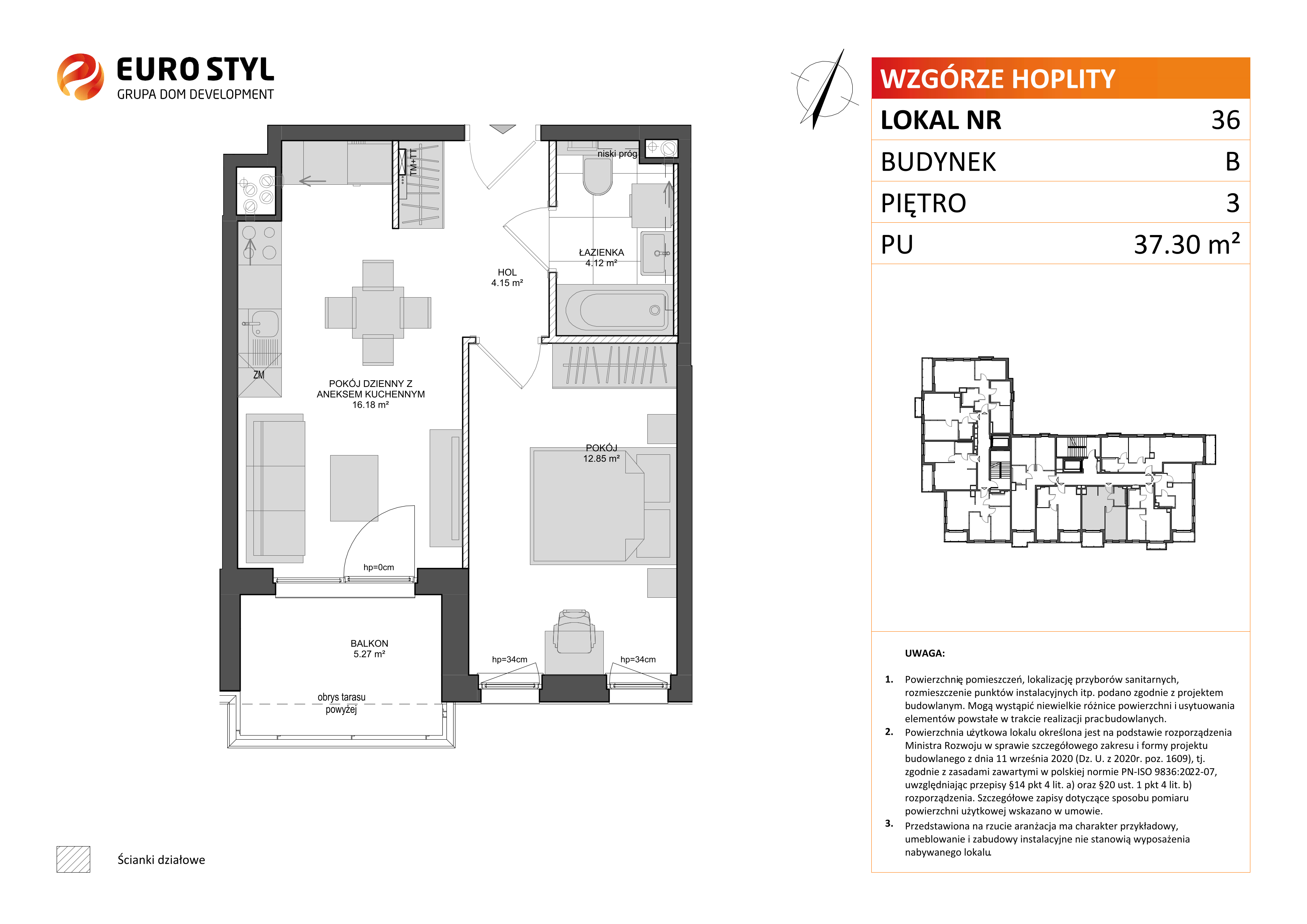 Mieszkanie 37,30 m², piętro 3, oferta nr B/36, Wzgórze Hoplity etap II, Gdańsk, Ujeścisko-Łostowice, Ujeścisko, ul. Kartuska-idx