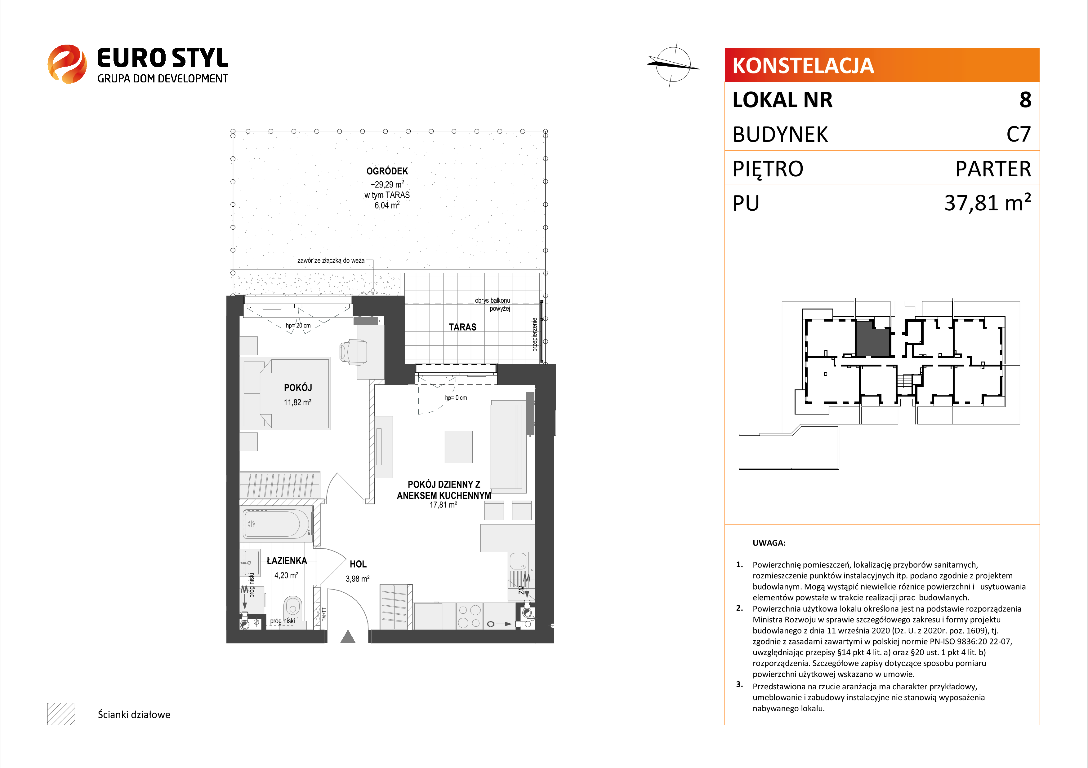 Mieszkanie 37,81 m², parter, oferta nr C7/8, Konstelacja etap II, Gdynia, Pogórze, ul. Paderewskiego-idx