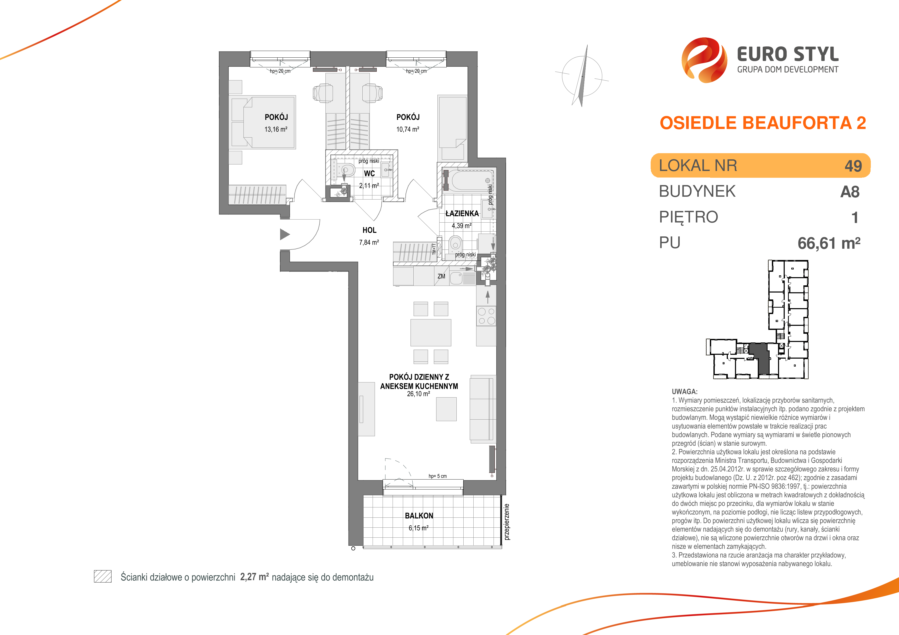 Mieszkanie 66,61 m², piętro 1, oferta nr A8/49, Osiedle Beauforta 2, Gdynia, Pogórze, ul. H. Derdowskiego-idx