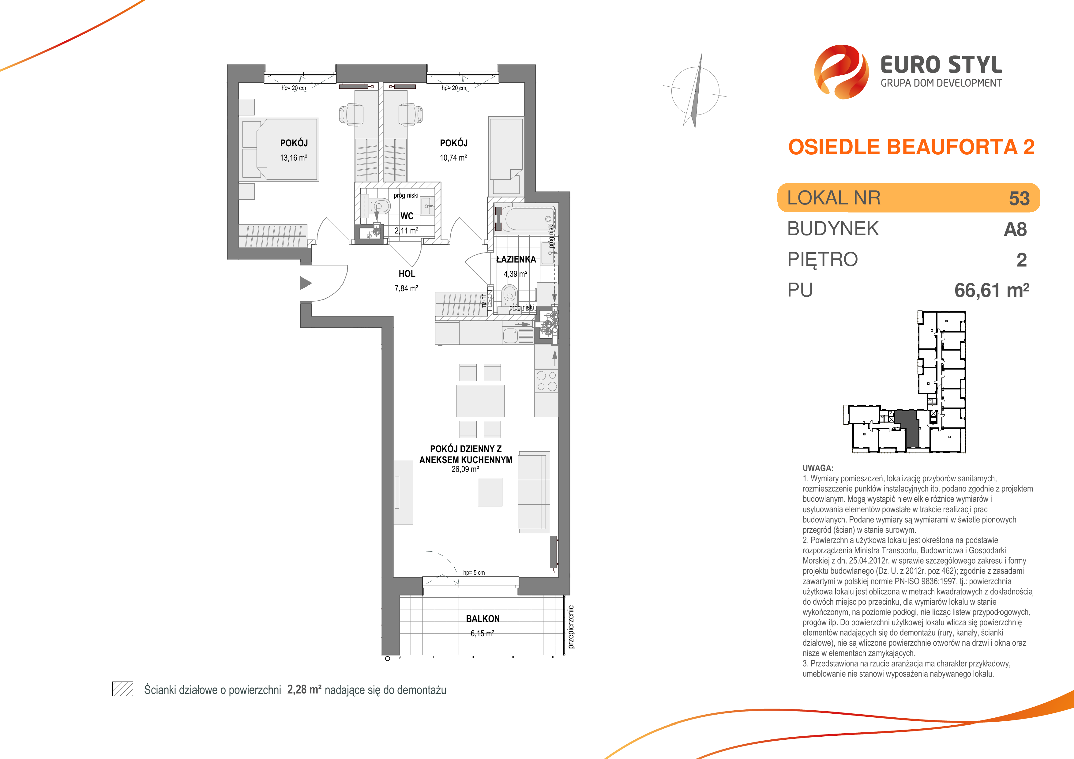 Mieszkanie 66,61 m², piętro 2, oferta nr A8/53, Osiedle Beauforta 2, Gdynia, Pogórze, ul. H. Derdowskiego-idx