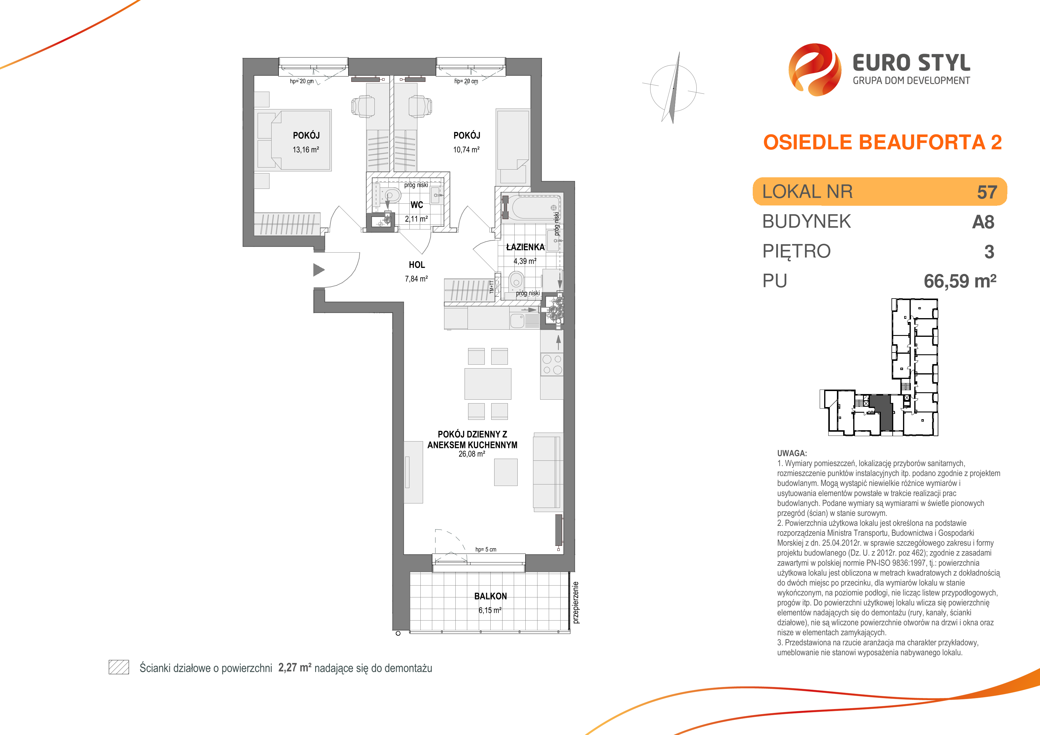 Mieszkanie 66,59 m², piętro 3, oferta nr A8/57, Osiedle Beauforta 2, Gdynia, Pogórze, ul. H. Derdowskiego-idx