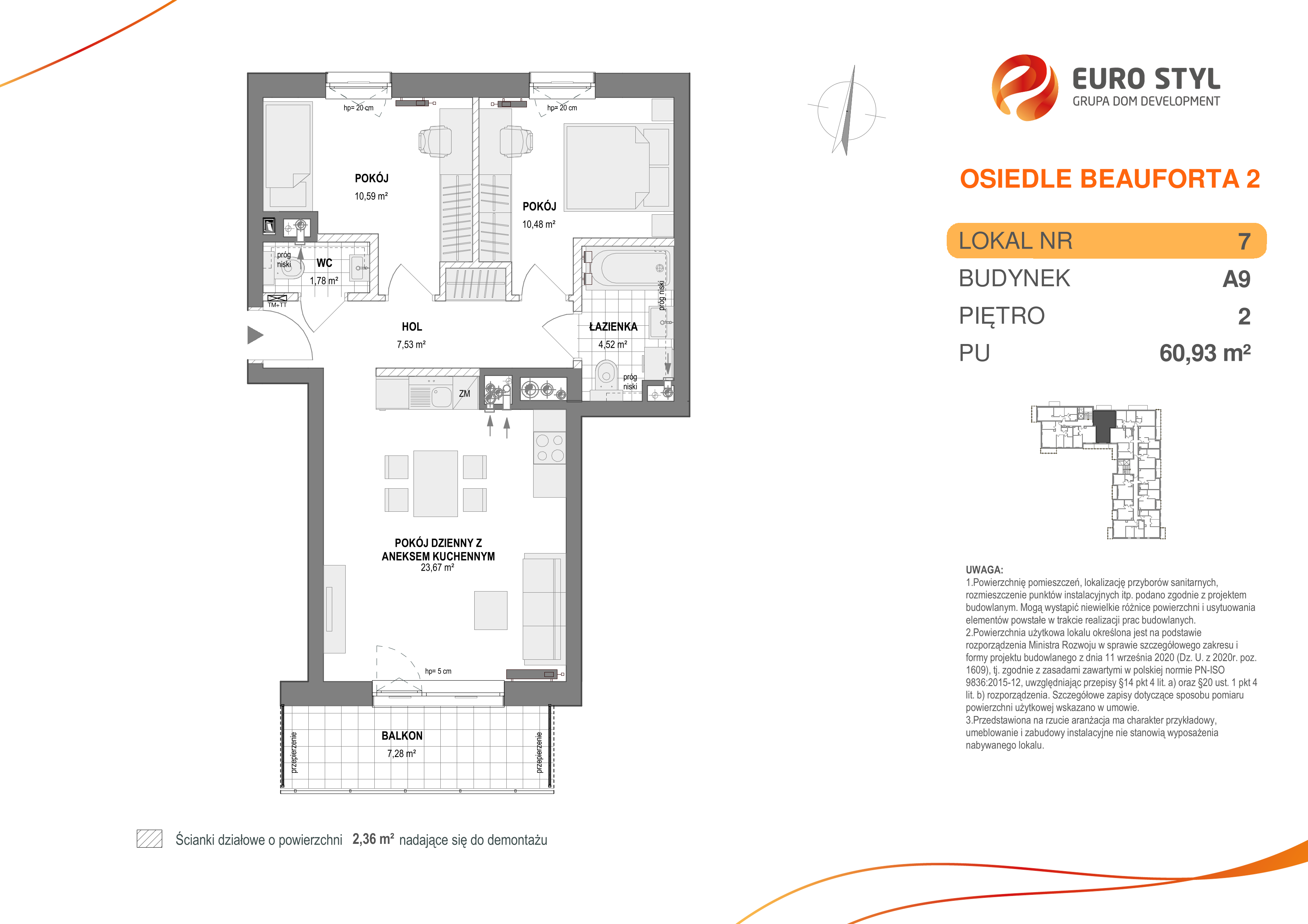 Mieszkanie 60,93 m², piętro 2, oferta nr A9/7, Osiedle Beauforta 2, Gdynia, Pogórze, ul. H. Derdowskiego-idx